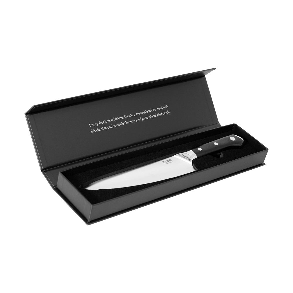 ZLINE 8-Inch Professional German Steel Chef Knife - High Carbon Stainless Steel Kitchen Knife for Precision Cutting, Slicing & Dicing - Perfect for Home Chefs & Professional Kitchens (KCKT GS)