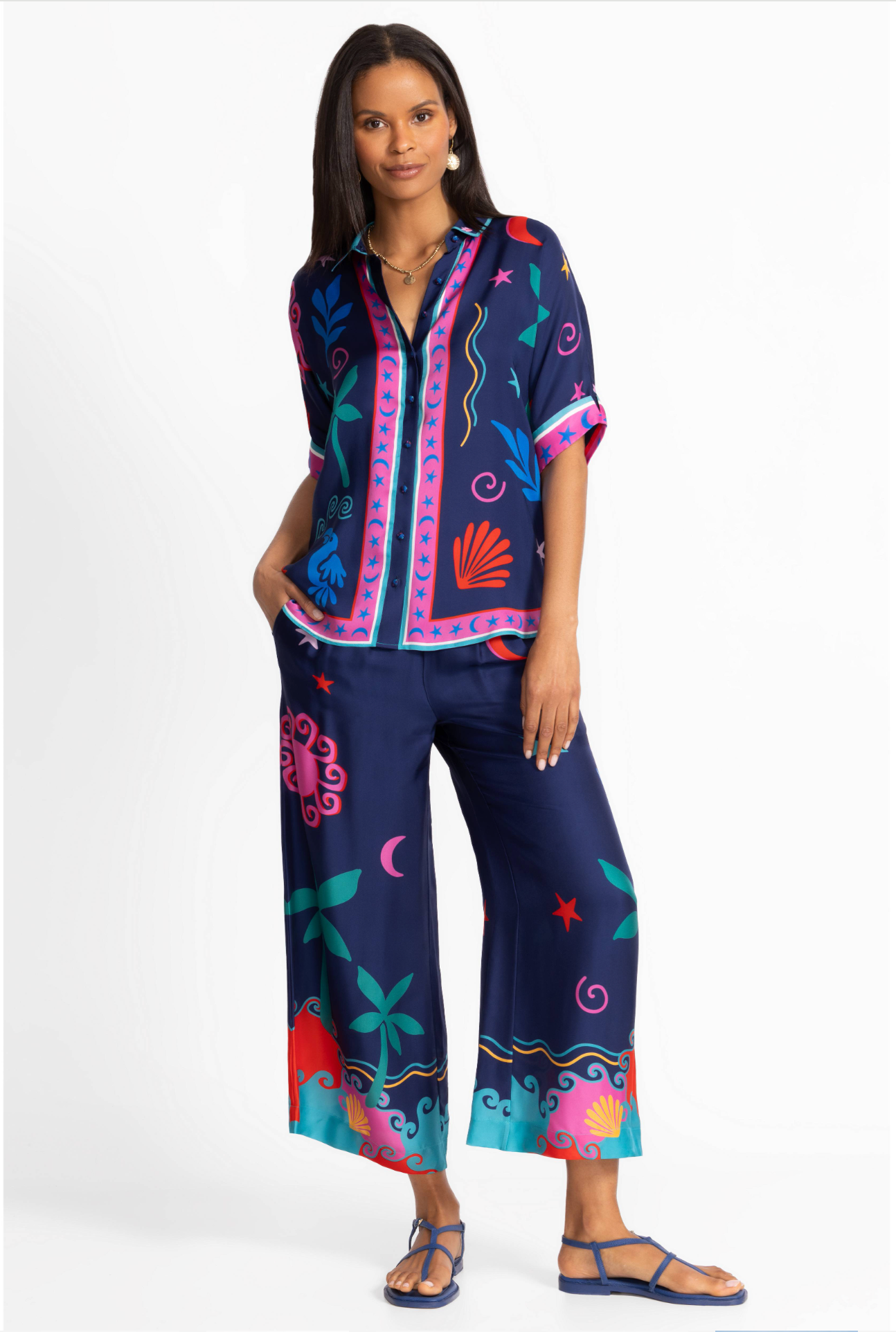 Johnny Was Fernanda Button Down Shirt - Women's Boho Floral Print Blouse for Casual Wear & Vacation Outfits | Palomas Island Style