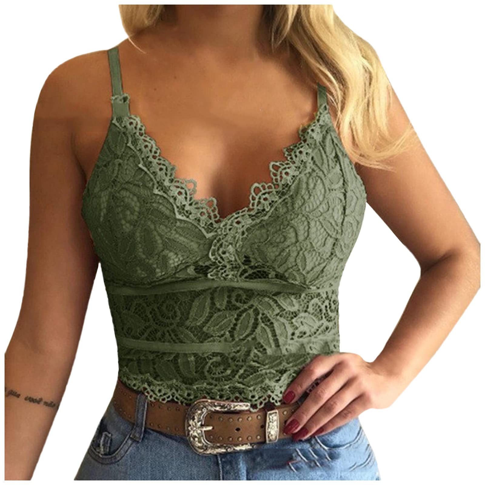Wireless Lace Sports Bra for Women - Front Closure, Full Coverage & Back Support, Seamless Comfort - Perfect for Yoga, Running & Everyday Wear