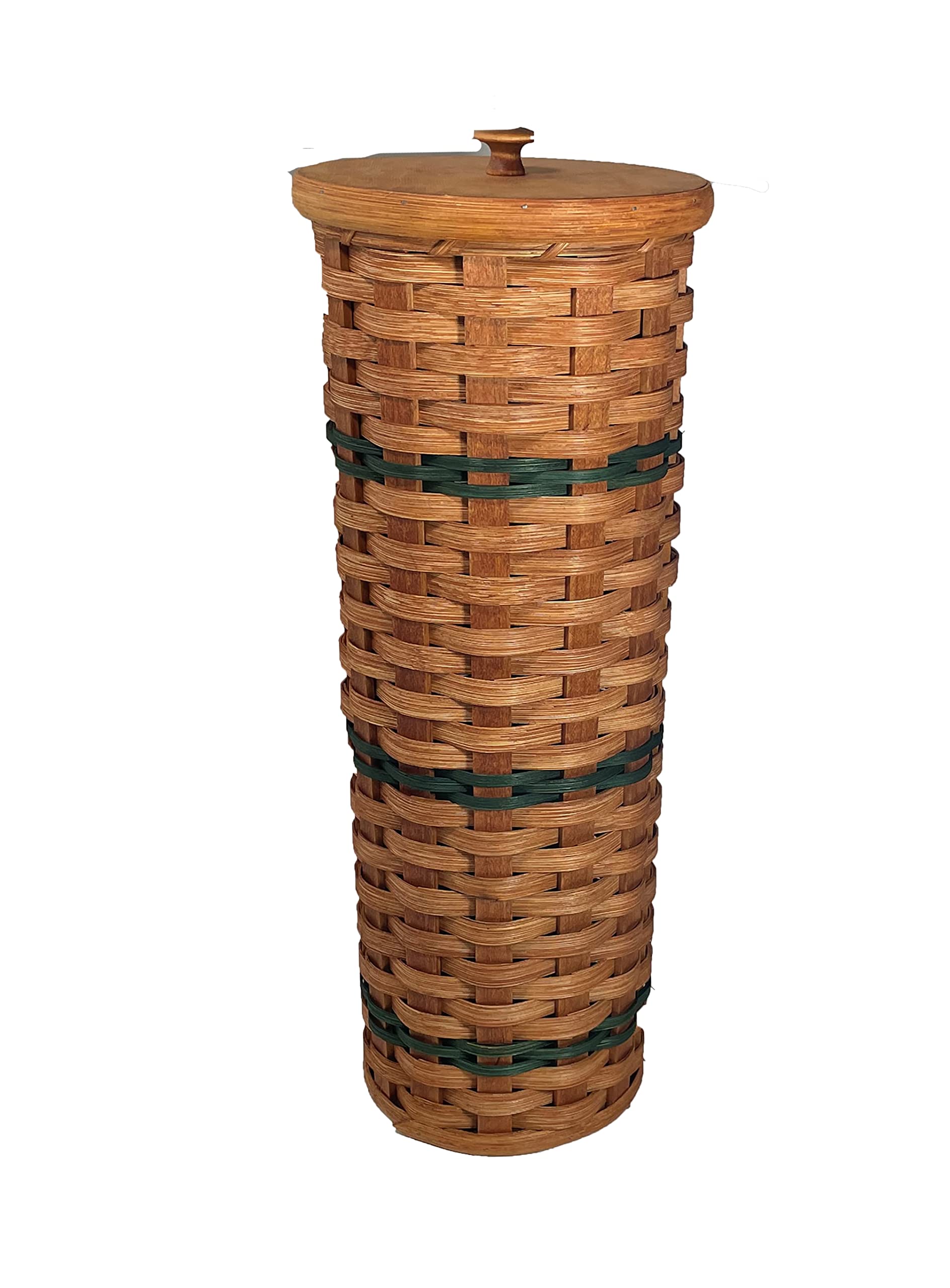 Amish Handmade Toilet Paper Holder Basket - Rustic Green Bathroom Organizer | Perfect for Farmhouse, Cottage & Vintage Style Bathroom Decor