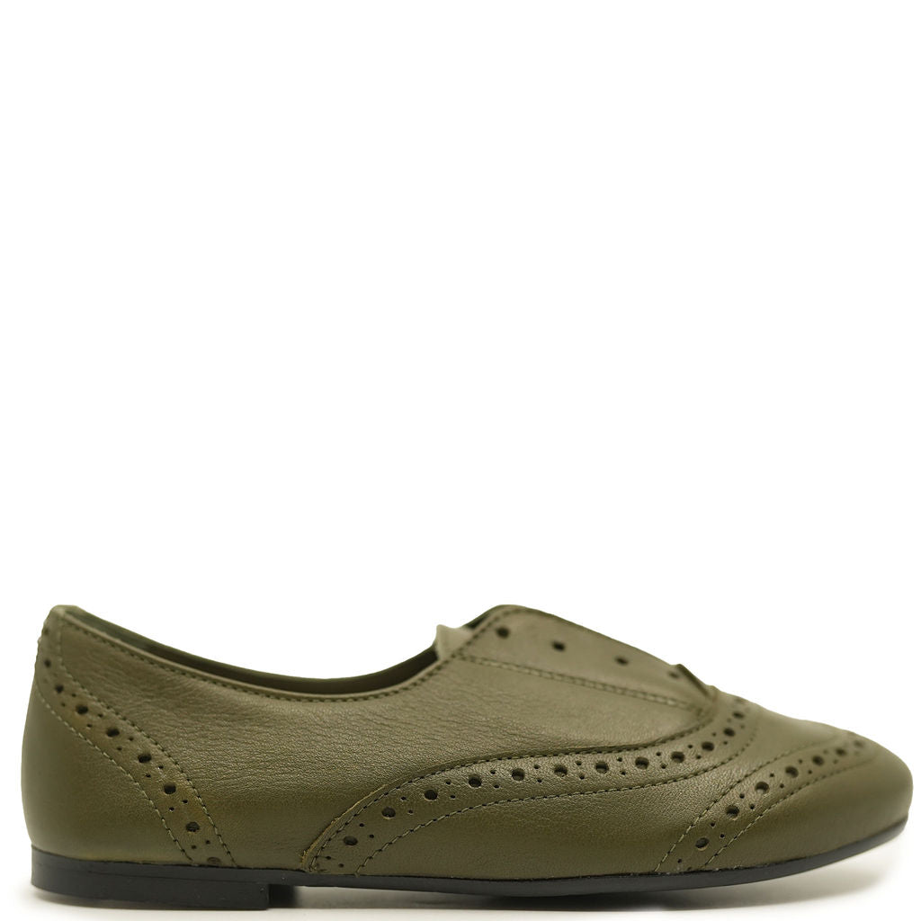 Stylish Olive Green Elastic Wingtip Oxford Shoes for Men - Comfortable & Fashionable Dress Shoes for Business, Office, and Formal Occasions