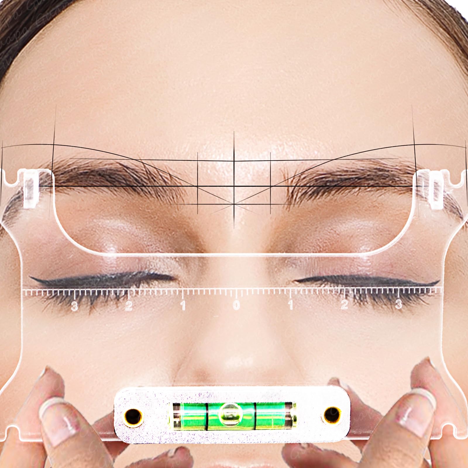 Professional Microblading Eyebrow Measuring Tool Kit - Precise Eyebrow Ruler with Leveler for Perfect Brow Mapping (Brow Peak Ruler Kit #2) - Ideal for Salon, Spa & Home Eyebrow Shaping