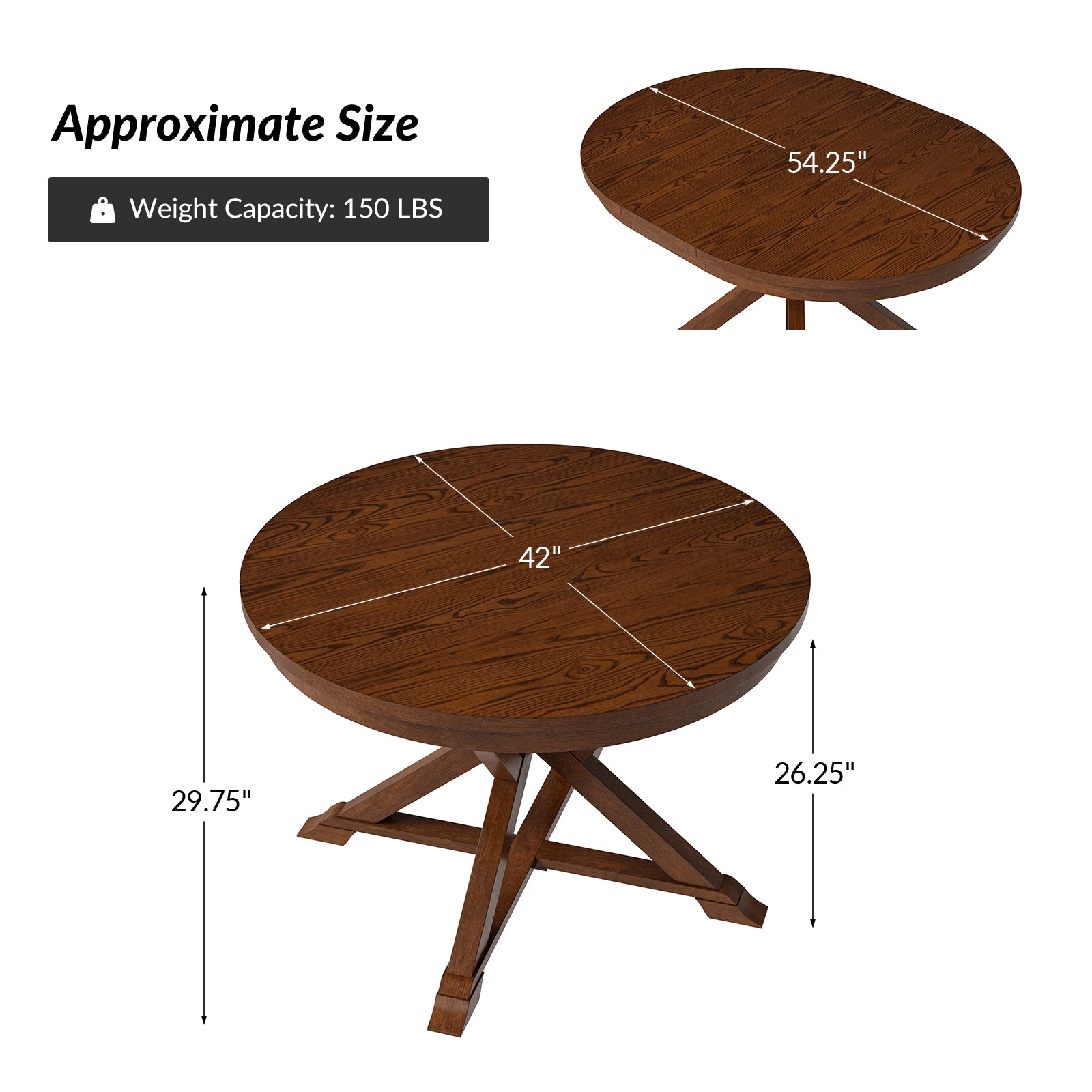 Extendable Round Dining Table - Traditional Israeli Design for Small Spaces | Perfect for Family Gatherings & Dinner Parties