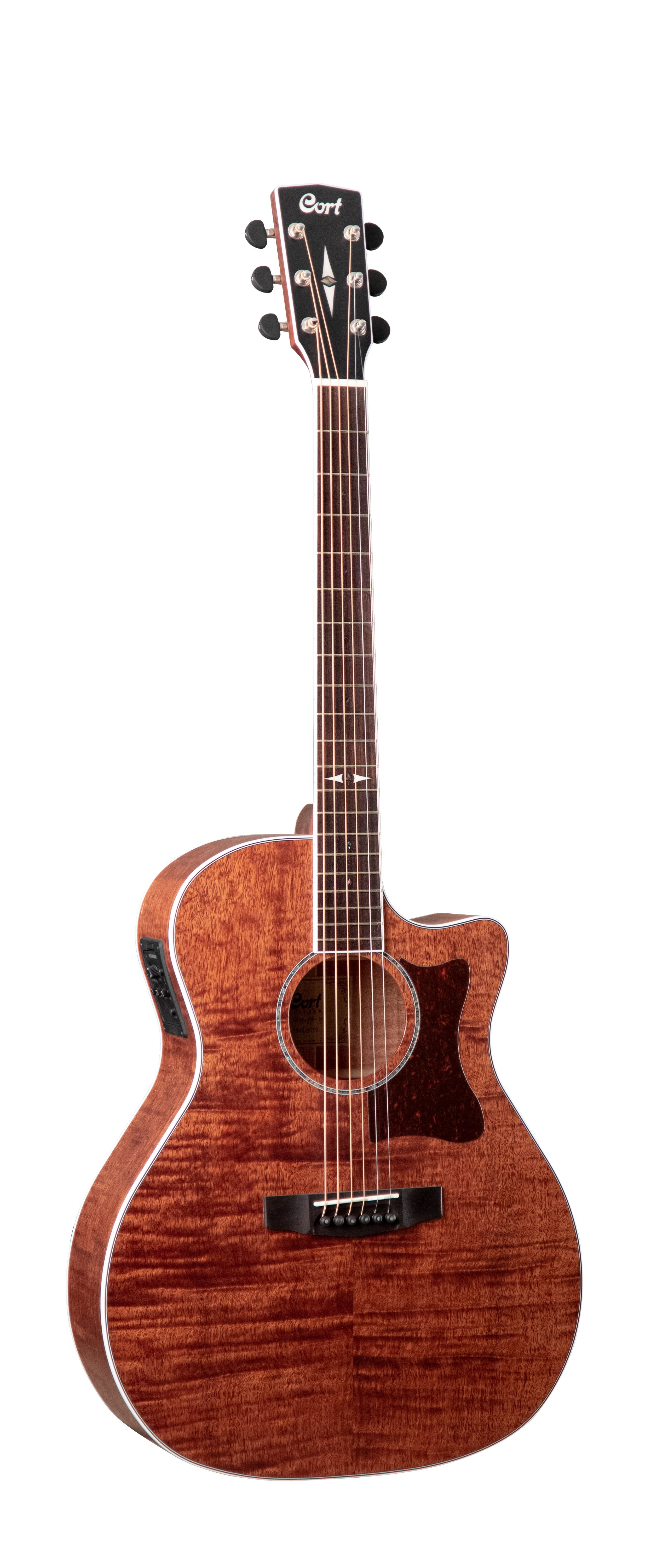Cort GA5F FMH OP Grand Auditorium Acoustic Guitar - Flamed Mahogany Top & Body for Rich Warm Tone | Perfect for Stage Performance, Studio Recording & Home Practice