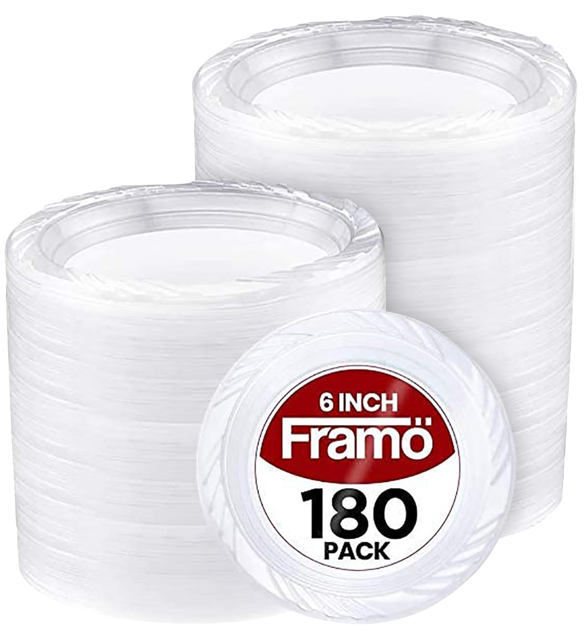 180-Pack 6 Inch Disposable Clear Plastic Dessert Plates - Microwave Safe Small Party Plates for Catering, BBQ, Picnic, Travel & Outdoor Events - Bulk Pack of Durable Plastic Plates for Easy Cleanup