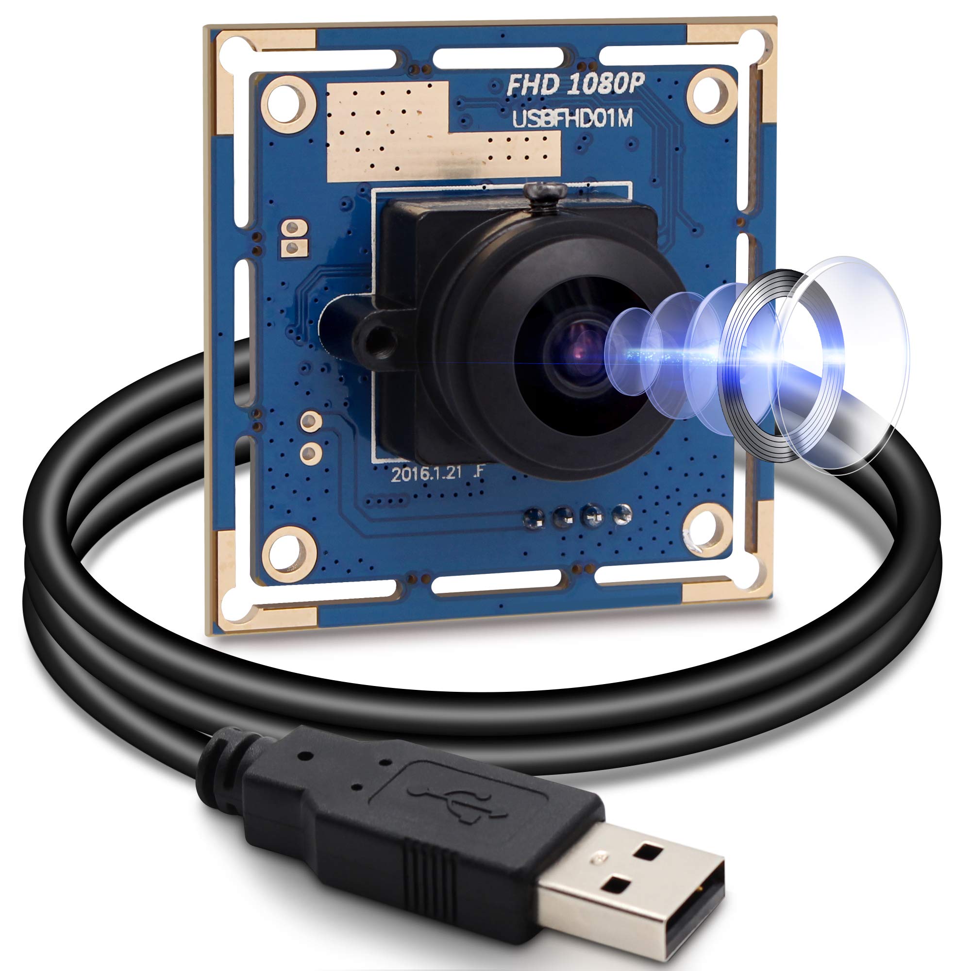 Svpro HD USB Camera 1080P - High Speed Webcam Module with 30/60/100fps, 180° Wide Angle Fisheye Lens - UVC Compatible for Windows/Linux/Android - Perfect for Video Conferencing, Live Streaming & Industrial Monitoring