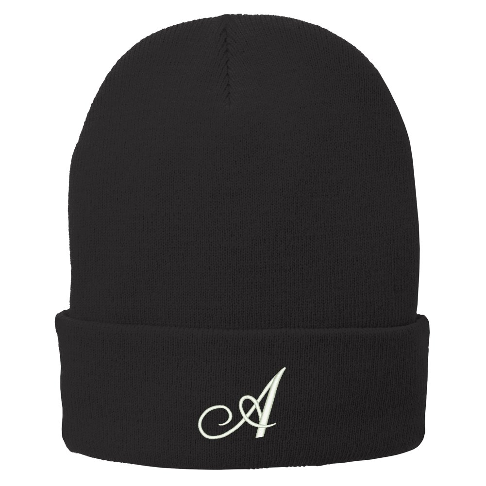 Trendy Embroidered Letter A Winter Knit Beanie Hat for Men & Women - Warm & Stylish Cold Weather Accessory for Outdoor Activities