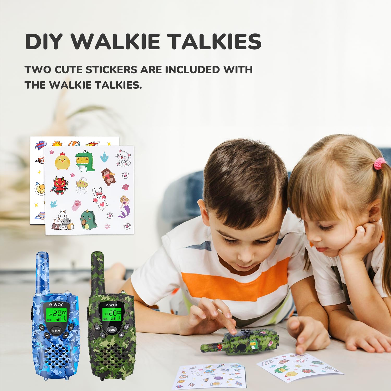 **Kids Walkie Talkies 4 Miles Long Range Rechargeable - 22 Channels with Flashlight, Adventure Toys for Boys & Girls Ages 3-12 - Perfect for Outdoor Play, Camping, Hiking & Birthday Gifts**