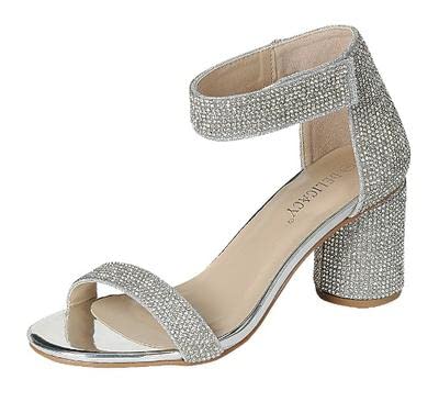 Women's Rhinestone Ankle Strap Platform High Heels - Chunky Party Sandals Pumps for Weddings, Prom & Evening Events