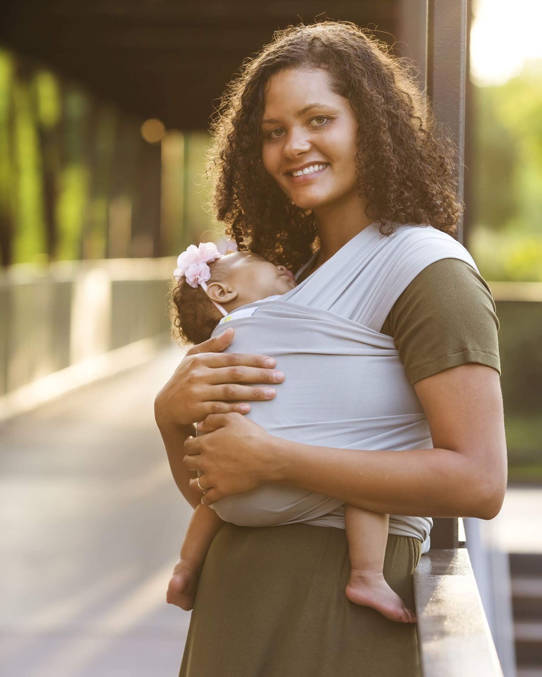 Beachfront Baby Everyday Wrap Baby Carrier - Boardwalk Gray, One Size | Made with Repreve Recycled Water Bottles | Water-Friendly & Moisture-Wicking | Perfect for Newborns, Infants & Toddlers | Ideal for Walks, Shopping & Travel