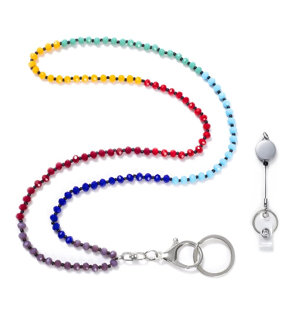 Stylish Beaded ID Lanyard for Women with Retractable Clip - Office & Event Use