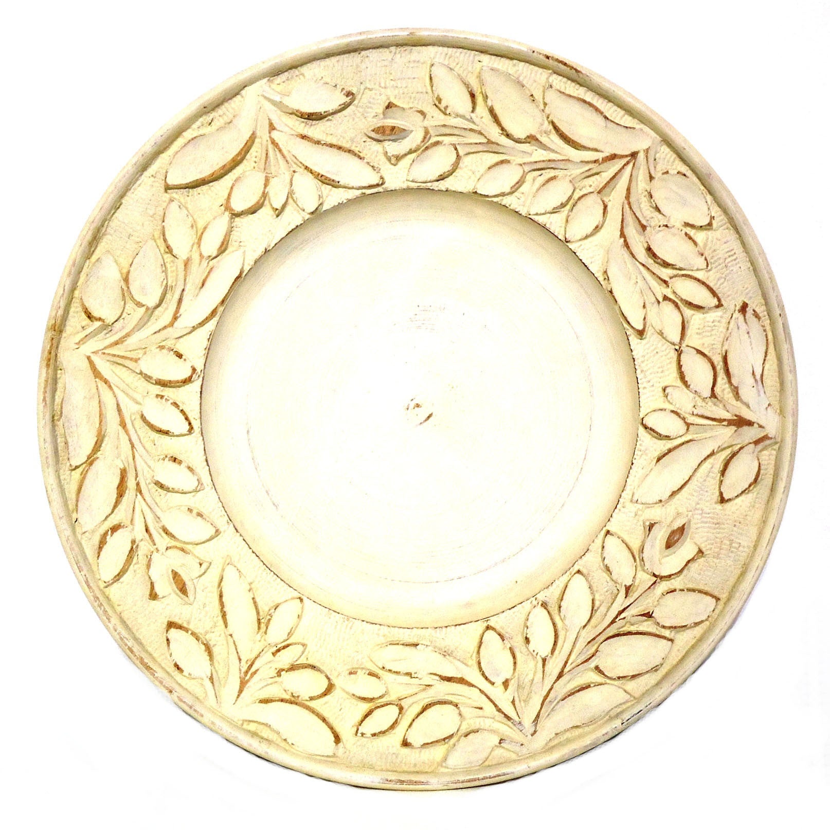 Handmade Carved Wood Charger Plate - Elegant Decorative Serving Tray for Dinner Parties, Weddings & Home Decor
