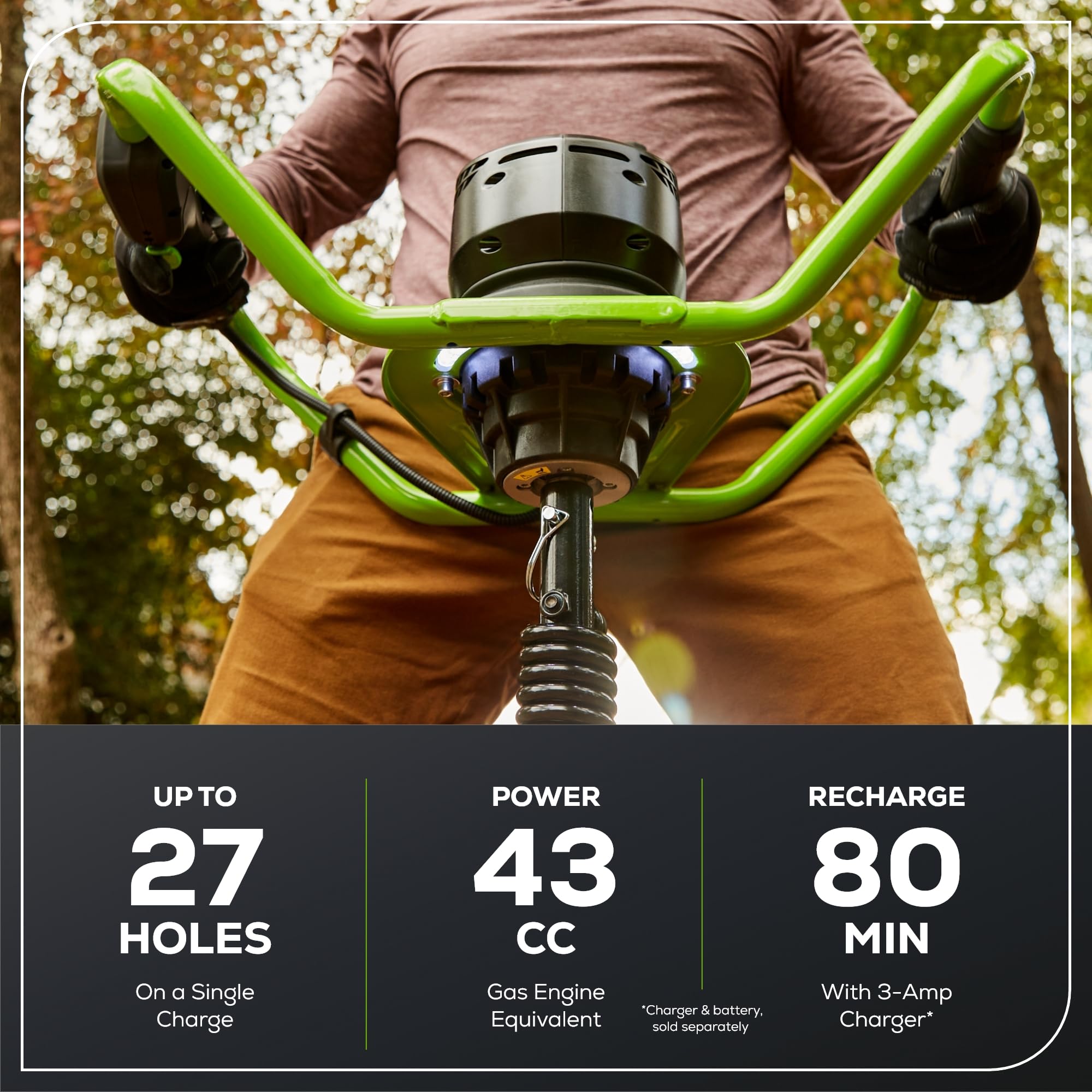 Greenworks Pro 60V Brushless Earth Auger - Powerful Post Hole Digger for Fencing, Gardening, Landscaping & Tree Planting | Compatible with Auger Bits (Battery & Charger Sold Separately) | Ideal for DIY Projects, Farm Work & Professional Landscaping