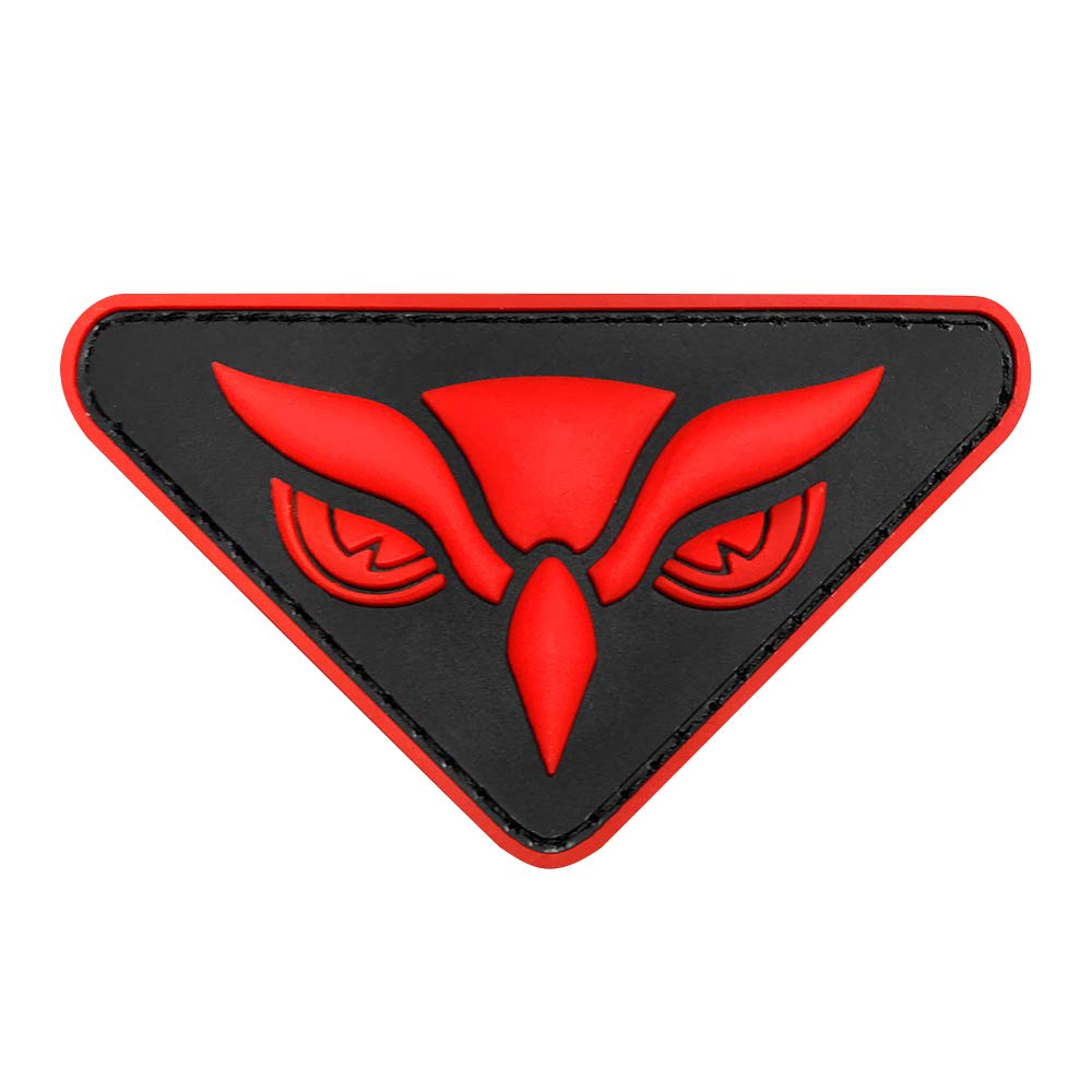 Owl Head PVC Patch - Red Color Embroidered Iron-On Badge for Jackets, Hats & Backpacks - Perfect for DIY Crafts, Outdoor Gear & Fashion Accessories