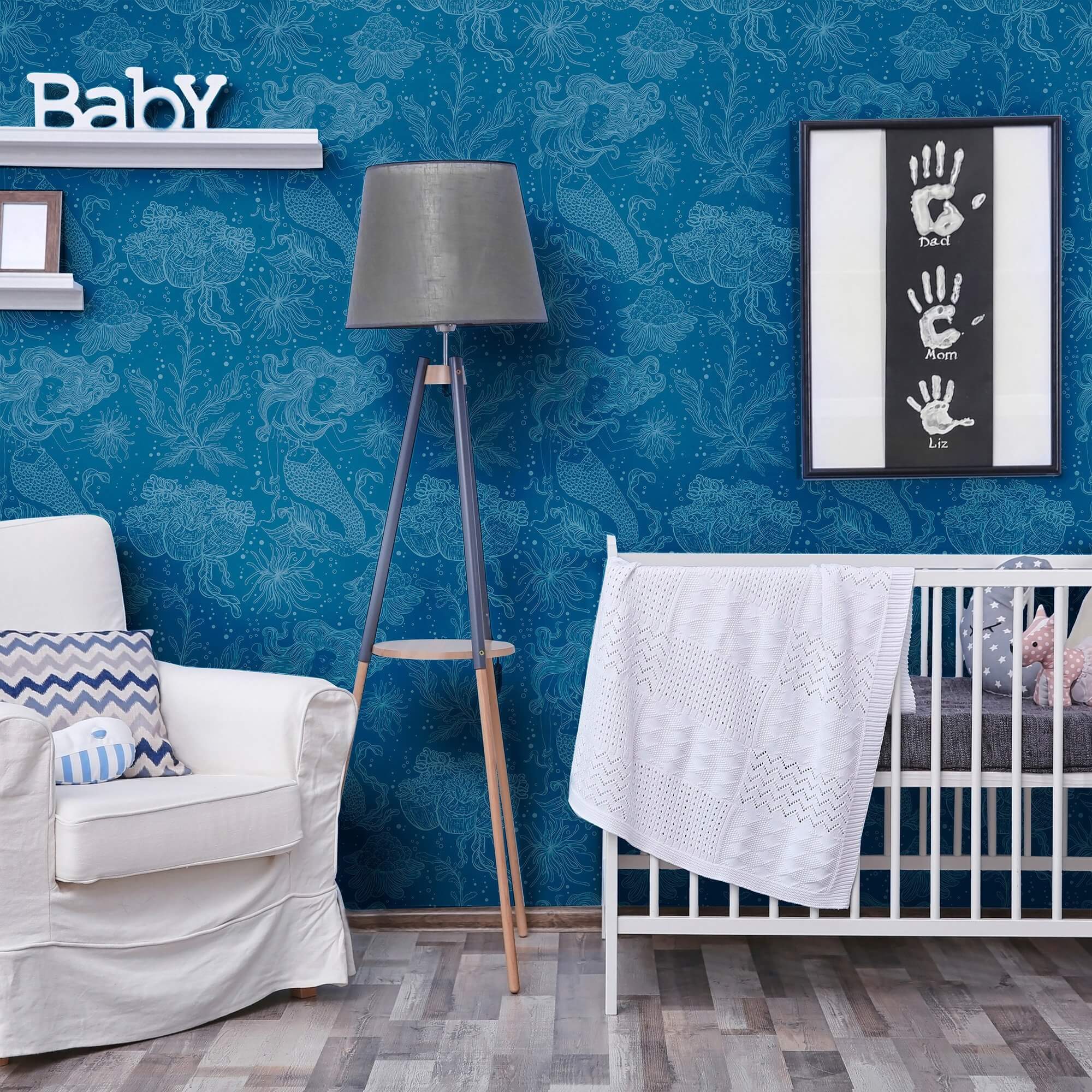 Blue Nautical Peel and Stick Removable Wallpaper - Self-Adhesive Decorative Wall Covering for Bedroom, Bathroom, Nursery & Home Decor - Easy to Install & Remove