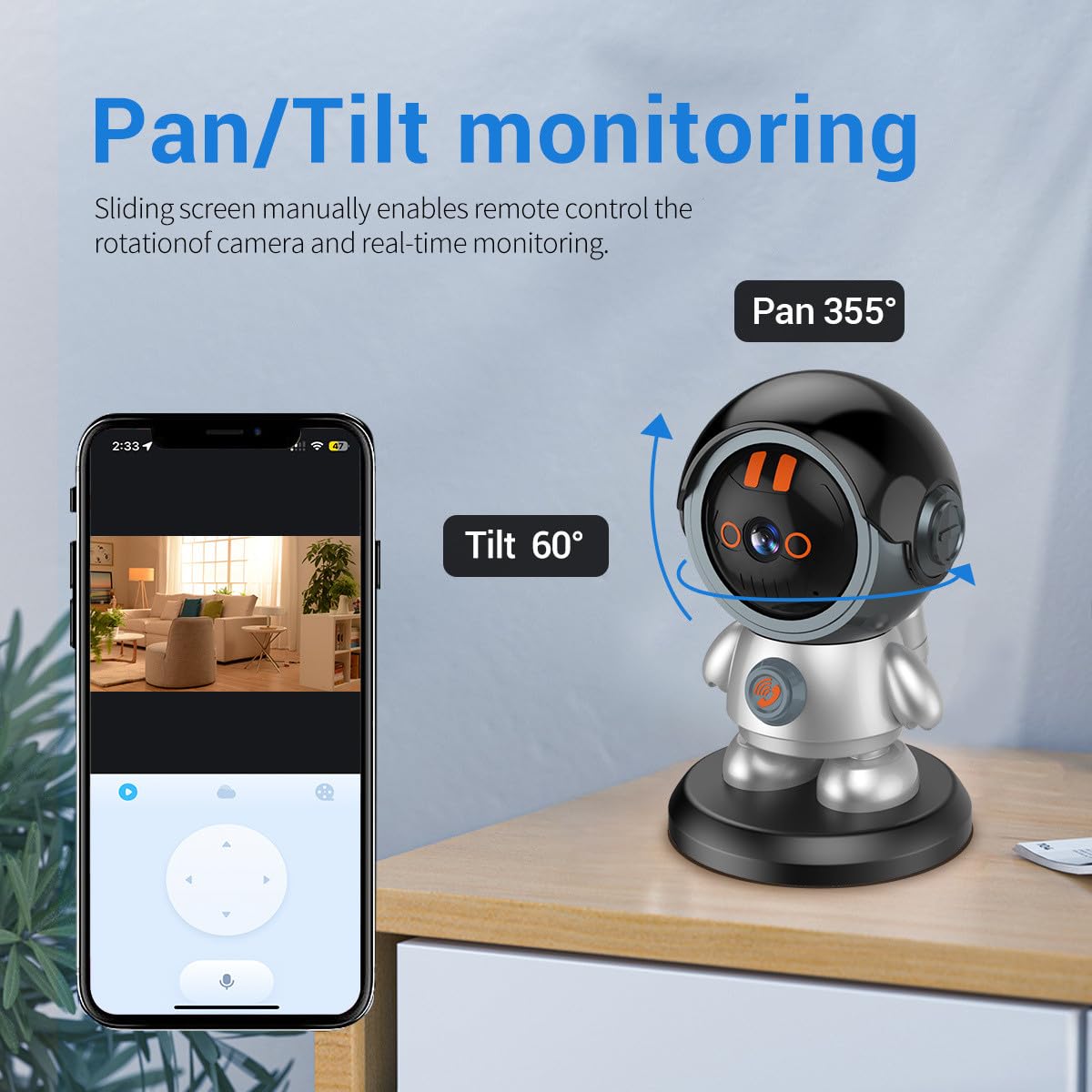 Smart WiFi Security Camera 3MP with 355° Pan & 60° Tilt - AI Human Detection, Night Vision, 2-Way Talk, Auto Tracking - Indoor/Outdoor Surveillance for Home & Business - Works with Alexa & Google Assistant