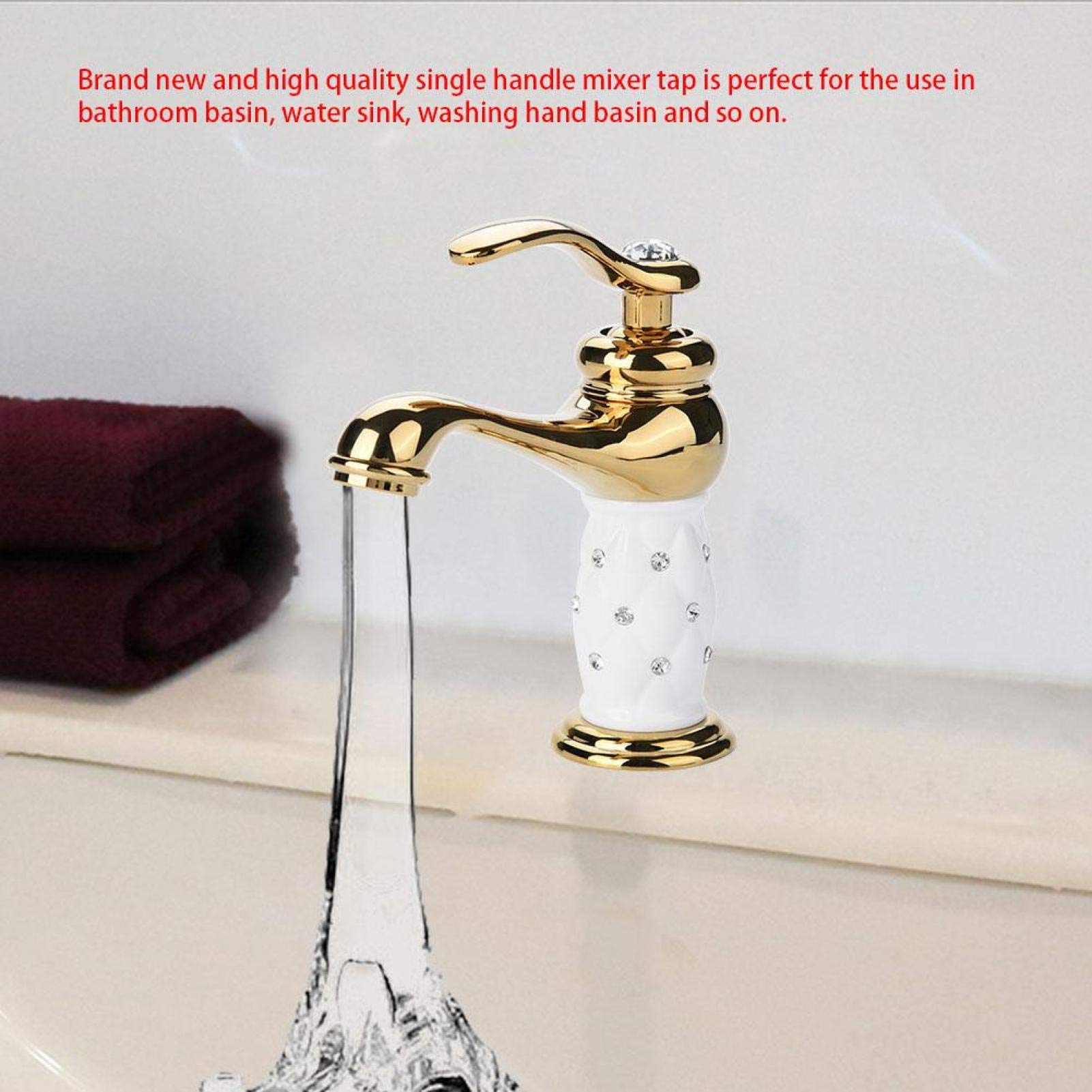 Premium Solid Brass Bathroom Faucet - Hot & Cold Water Mixer Tap with Elegant Ornaments for Basin Sink | Perfect for Hotel, Home, Bathroom & Kitchen Decor (Golden Finish) | Ideal for Modern Vanities & Luxury Bathroom Upgrades