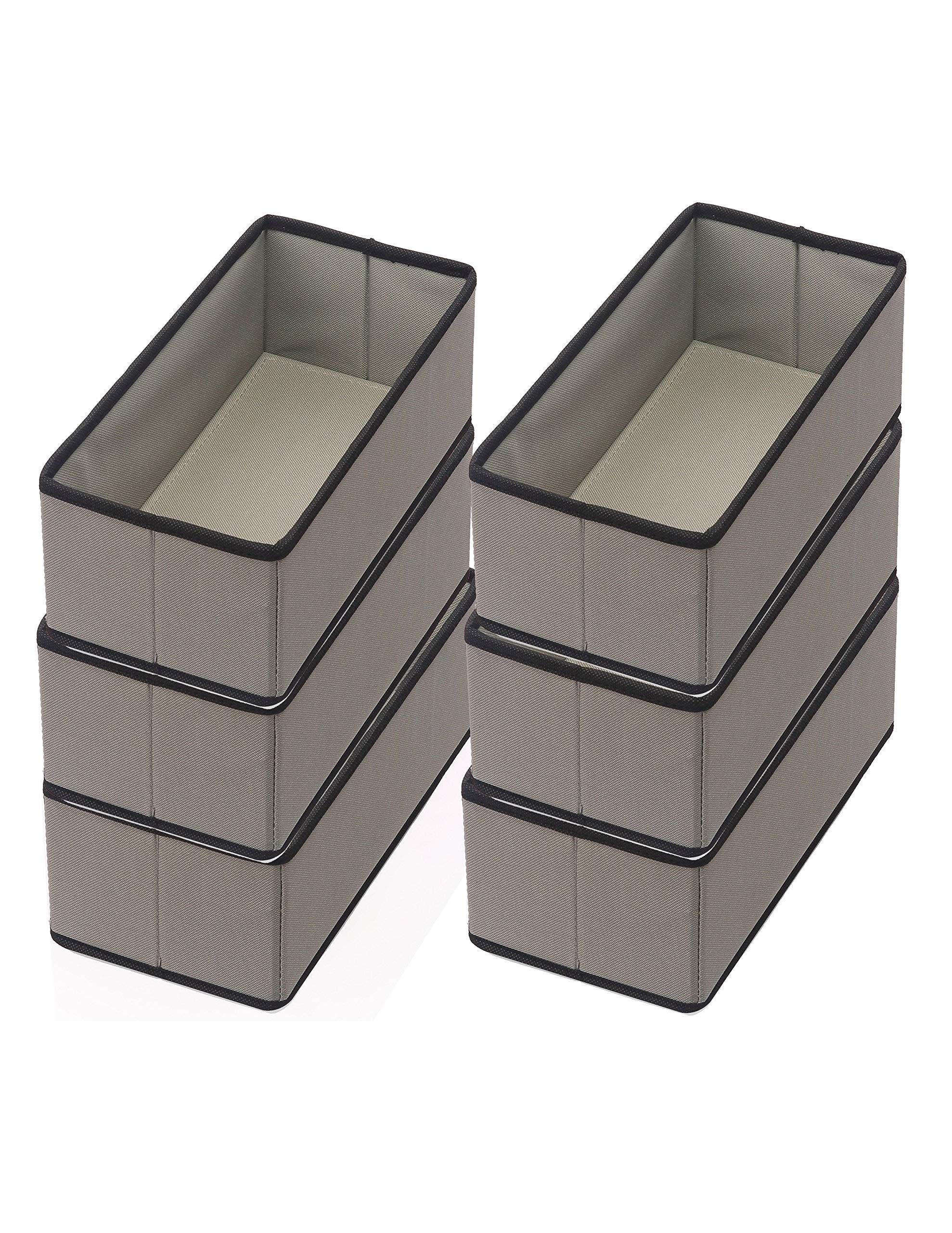 Foldable Cube Storage Bin Basket Organizer for Closet, Drawer & Home Organization - Medium Gray with Black Trim | Space-Saving Storage Solution for Bedroom, Kids Room & Office