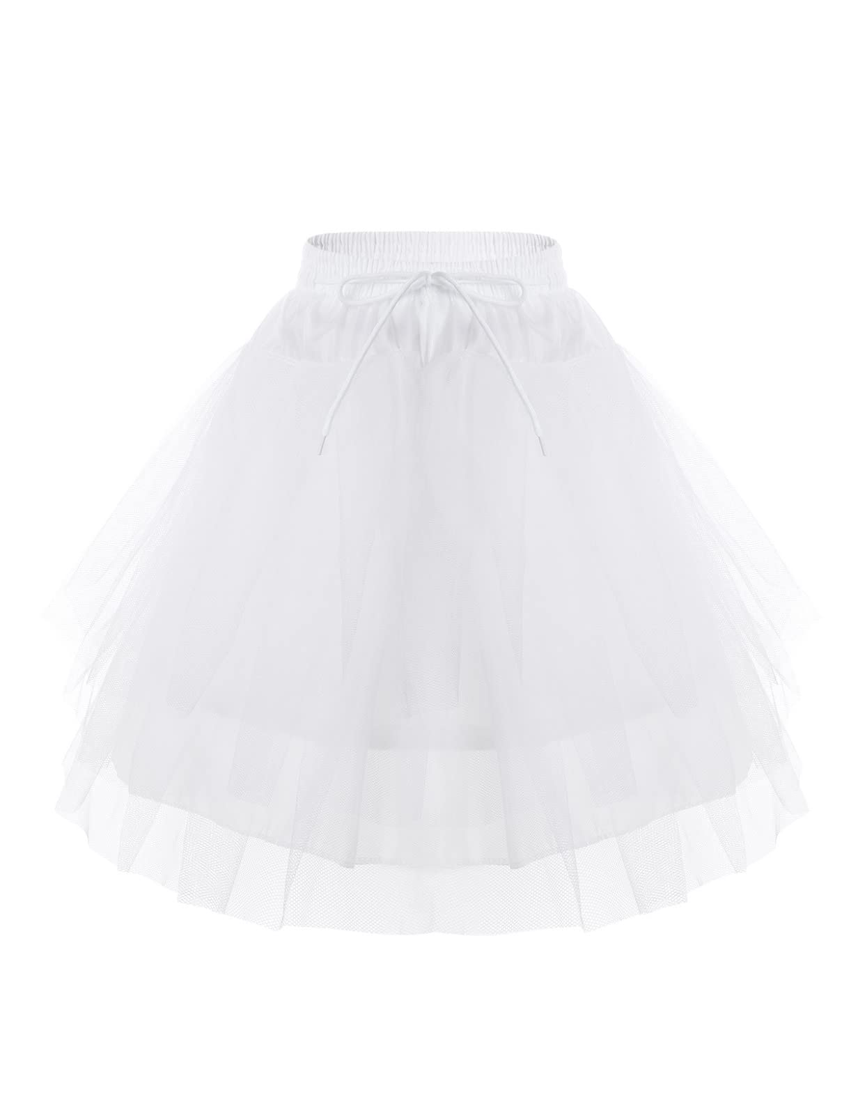 Aiihoo 3-Layer Tulle Petticoat Underskirt for Flower Girls - Wedding Pageant Formal Dress Crinoline for Princess Costume & Special Occasions