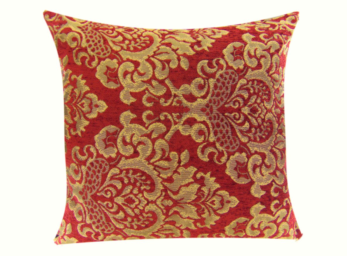 Luvfabrics Ruby Cleopatra Damask Chenille Zippered Pillow Cover - Luxury Home Decor for Bed & Living Room - Made in USA - Perfect for Sofa, Couch and Bedroom Accent