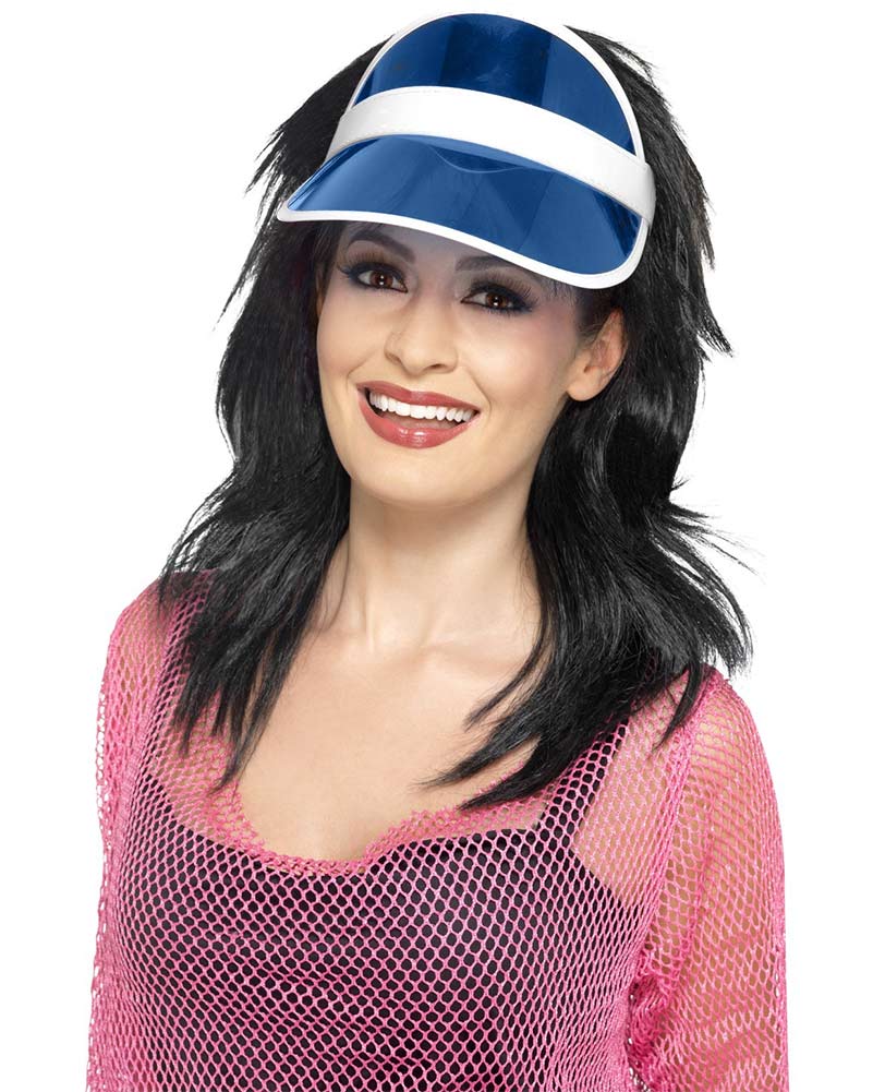 Vintage 80s Blue Sun Visor - Retro Unisex Adjustable Baseball Cap for Men & Women - Perfect for Outdoor Sports, Beach, Running, and Driving