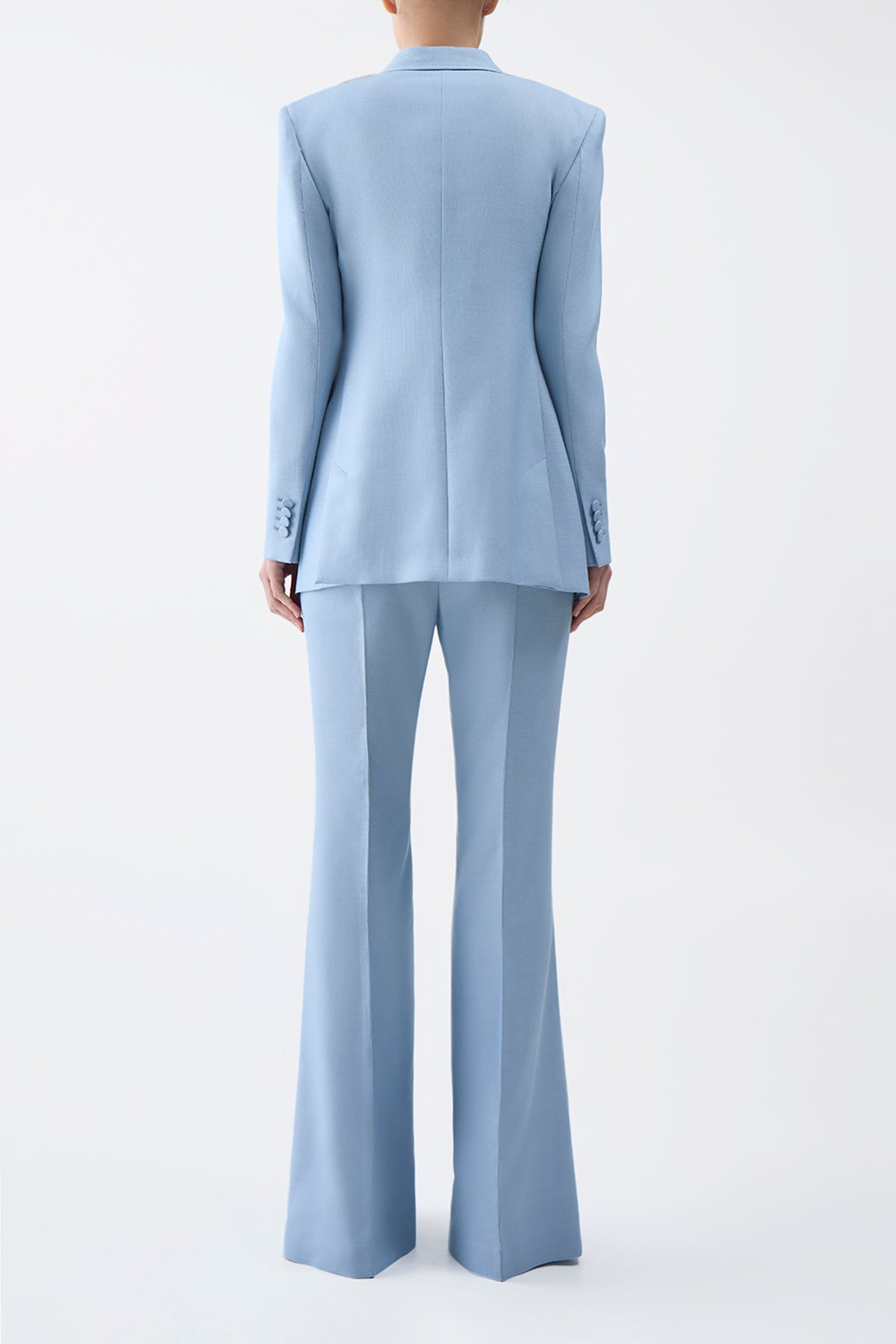 Rhein Women's Stone Blue Silk Virgin Wool Dress Pants - Elegant Office Wear & Formal Business Attire