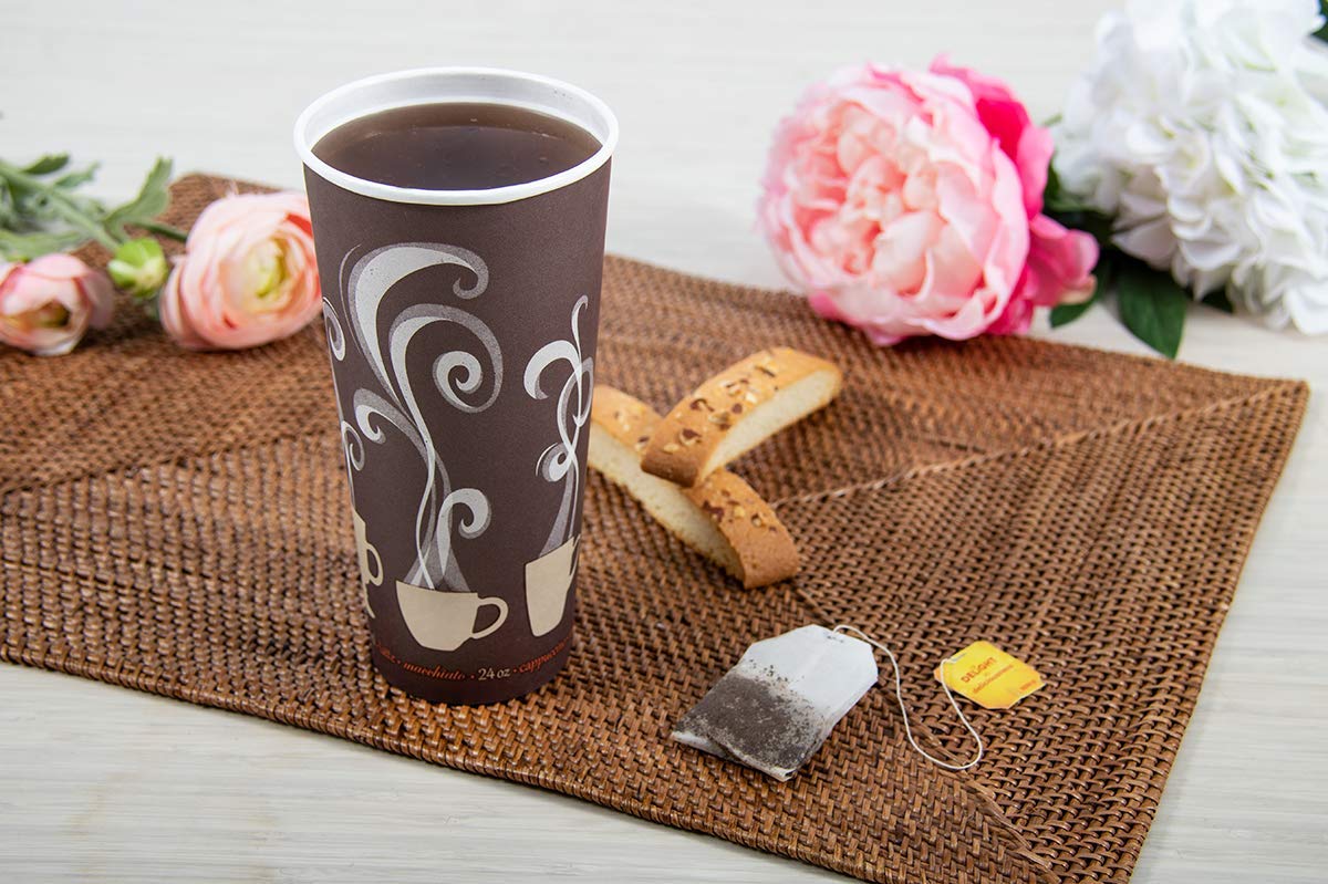 ThermoGuard 24oz Insulated Paper Cups - 600 Count, Hot & Cold Beverage Containers for Coffee, Tea, and Parties - Perfect for Offices, Cafes, and Catering Events