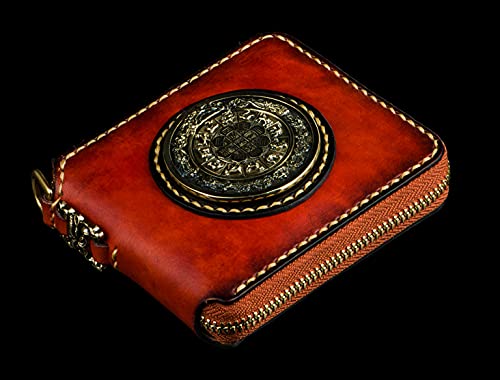 Nine Palaces Gossip Genuine Cowhide Zip Around Wallet with Zipper Clutch & Multiple Card Slots - Stylish Unisex Purse for Men & Women | Perfect for Everyday Use, Travel & Gift Giving