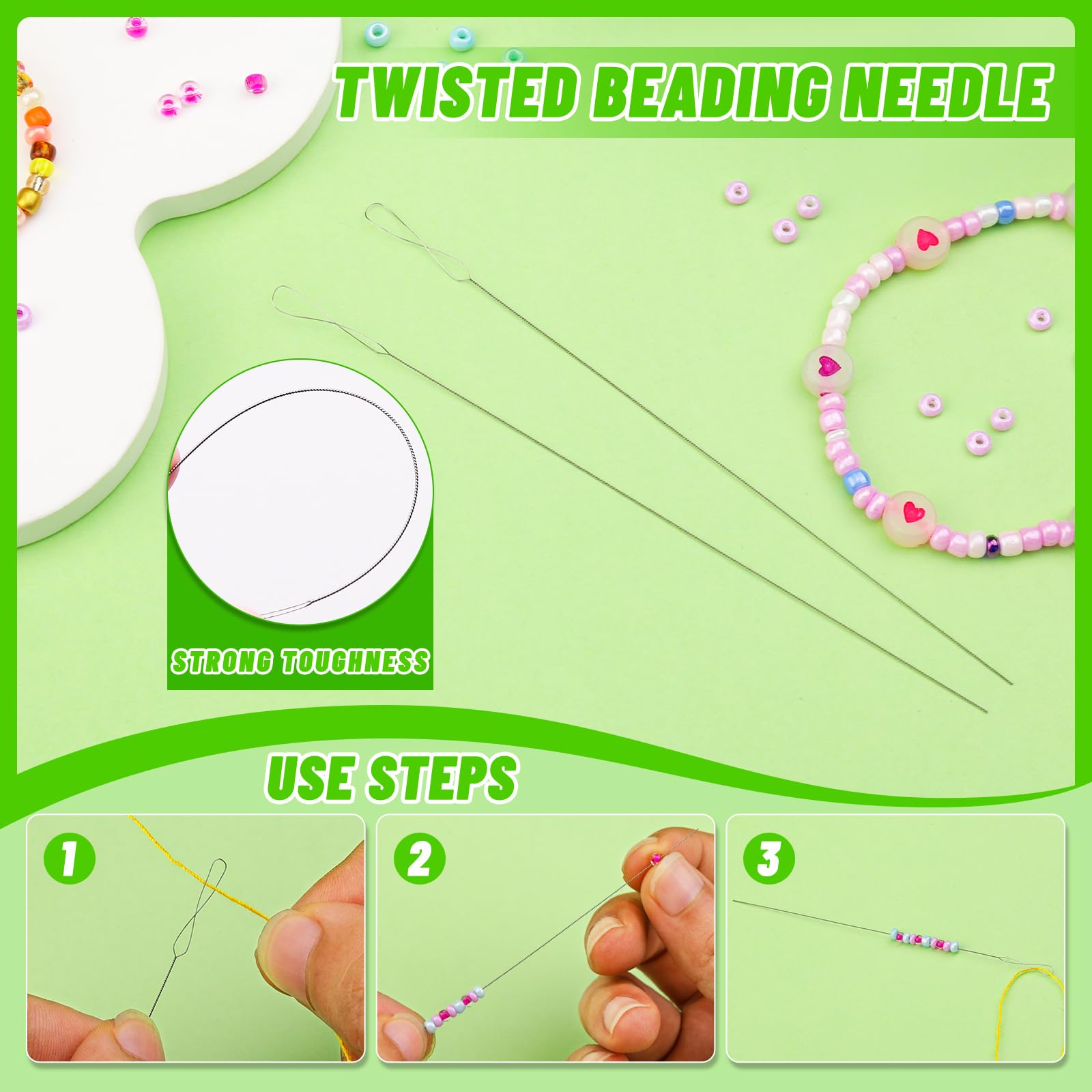 86 Pcs Beading Needles Set - 6 Sizes Big Eye Seed Bead Needles, Long Straight & Twist Beading Needles, Flexible Jewelry Making Needles for Beads | Perfect for DIY Bracelets, Necklaces, Earrings & Craft Projects