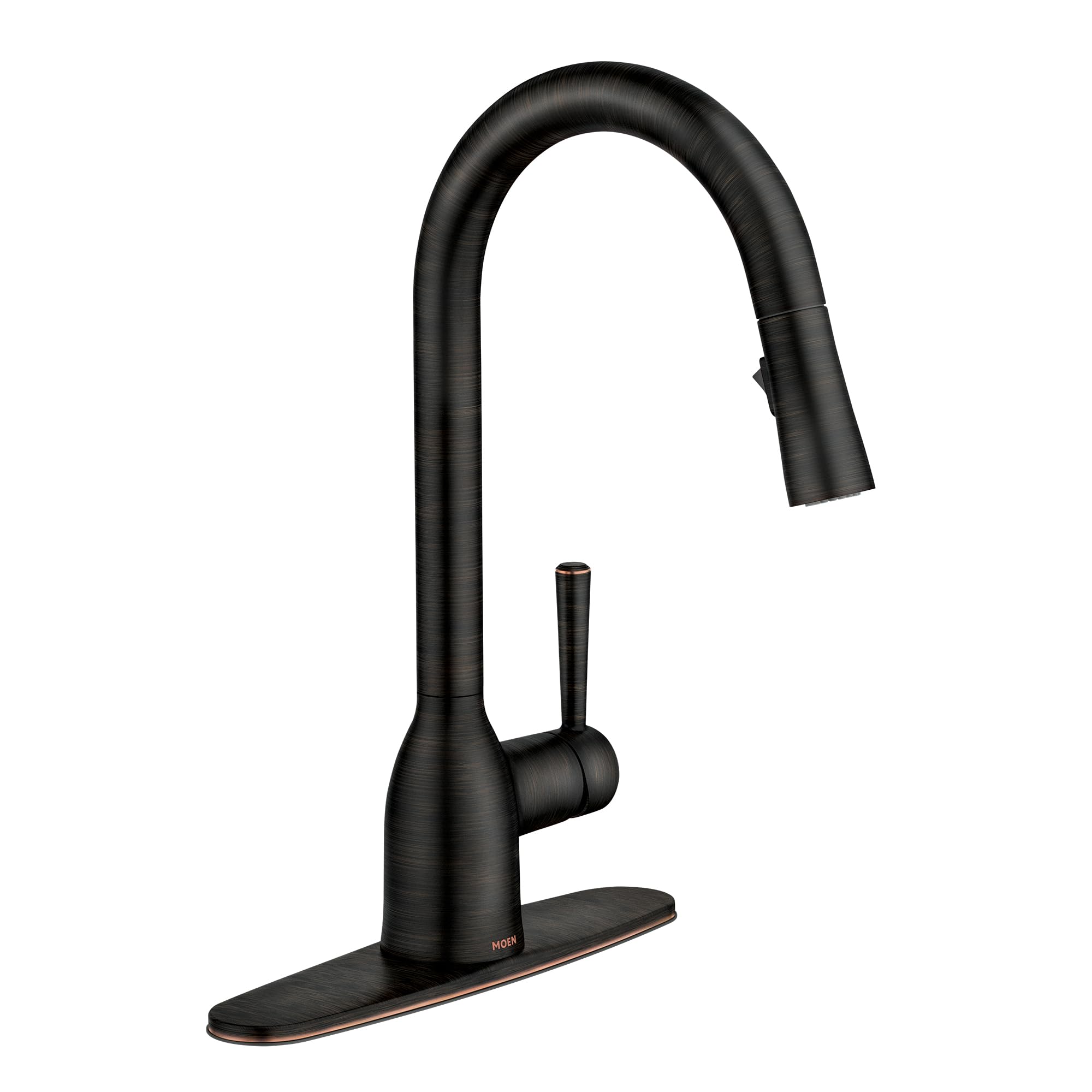 Moen Adler Bronze High Arc Kitchen Faucet with Pull Down Sprayer for Modern Kitchens