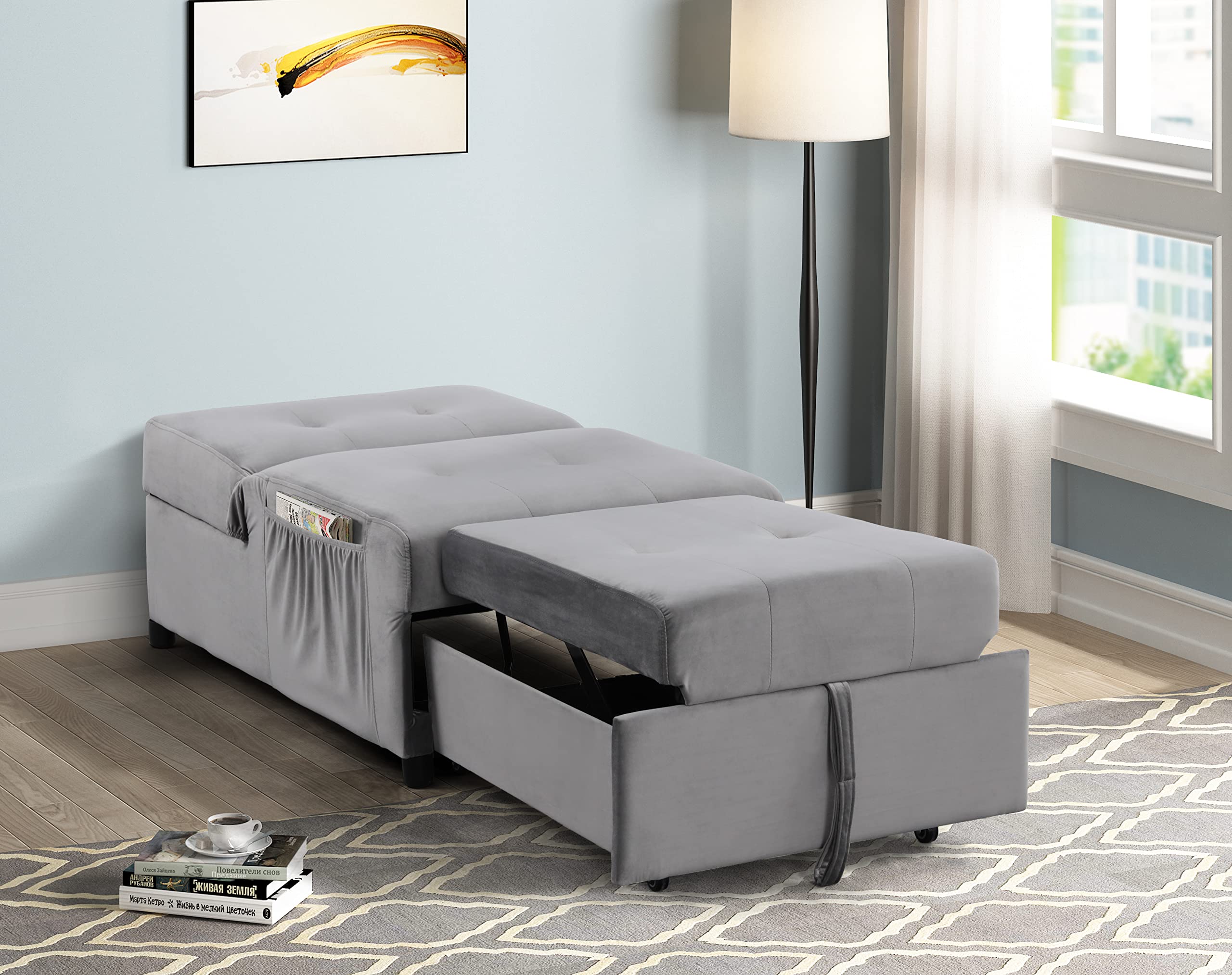 Best Master BL102VG Chaise Lounge Chair - Modern Gray Recliner for Living Room, Patio, or Bedroom - Comfortable Relaxation & Stylish Home Decor