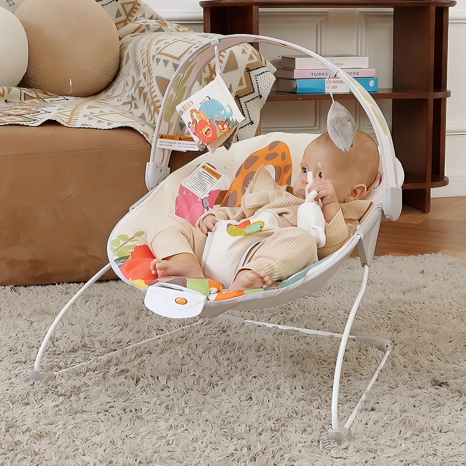 Electric Baby Bouncer Seat with Soothing Music - Portable Infant Bouncer for Newborns 0-6 Months (Up to 20 lbs) - Perfect for Nursery, Playtime & Parental Relaxation