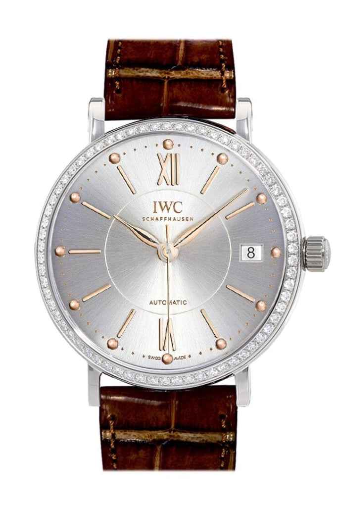 IWC Portofino Automatic Silver Dial Diamond 37mm Men's Watch IW458103 - Luxury Swiss Timepiece for Business & Formal Occasions