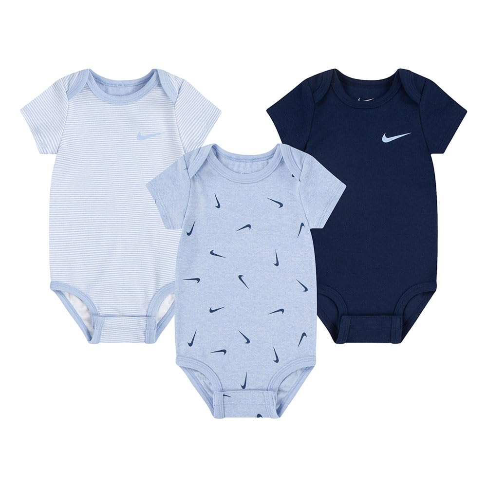 Nike Baby Short Sleeve Bodysuits 3-Pack - Soft Cotton Onesies for Newborns & Infants - Perfect for Playtime, Daycare & Family Outings