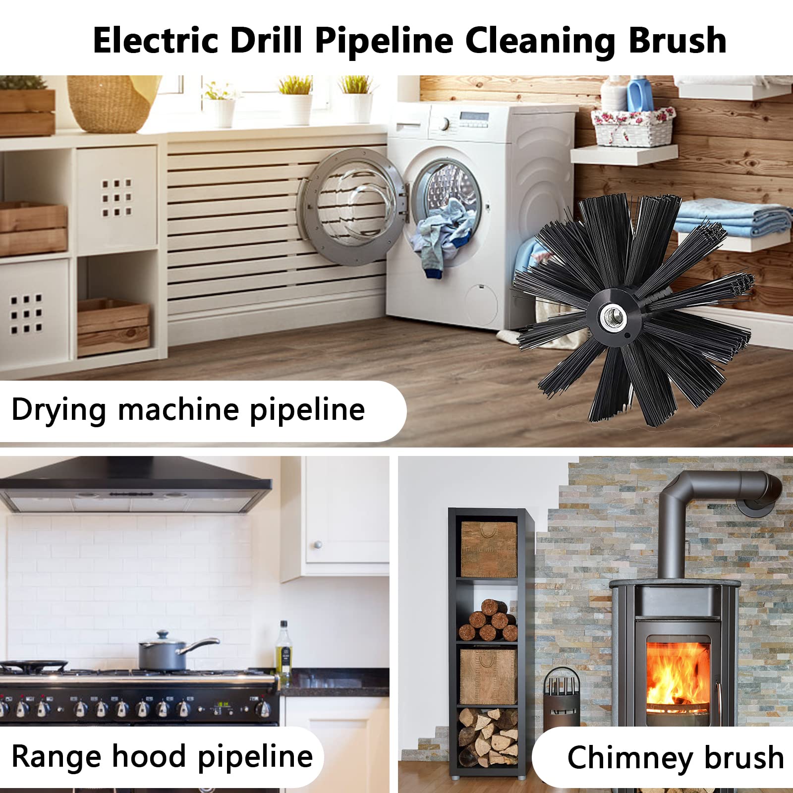 16FT Chimney Sweep Kit - Professional Chimney & Air Duct Cleaning Set with 12 Flexible Rods & 7.8