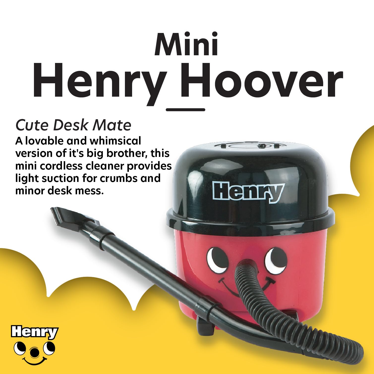 Paladone Henry Hoover Desk Mini Vacuum - Cordless Keyboard & Computer Cleaner, Novelty Desktop Dust Cleaner for Office, Home & Workspace | Perfect for PC, Laptop, Keyboard & Electronics Cleaning