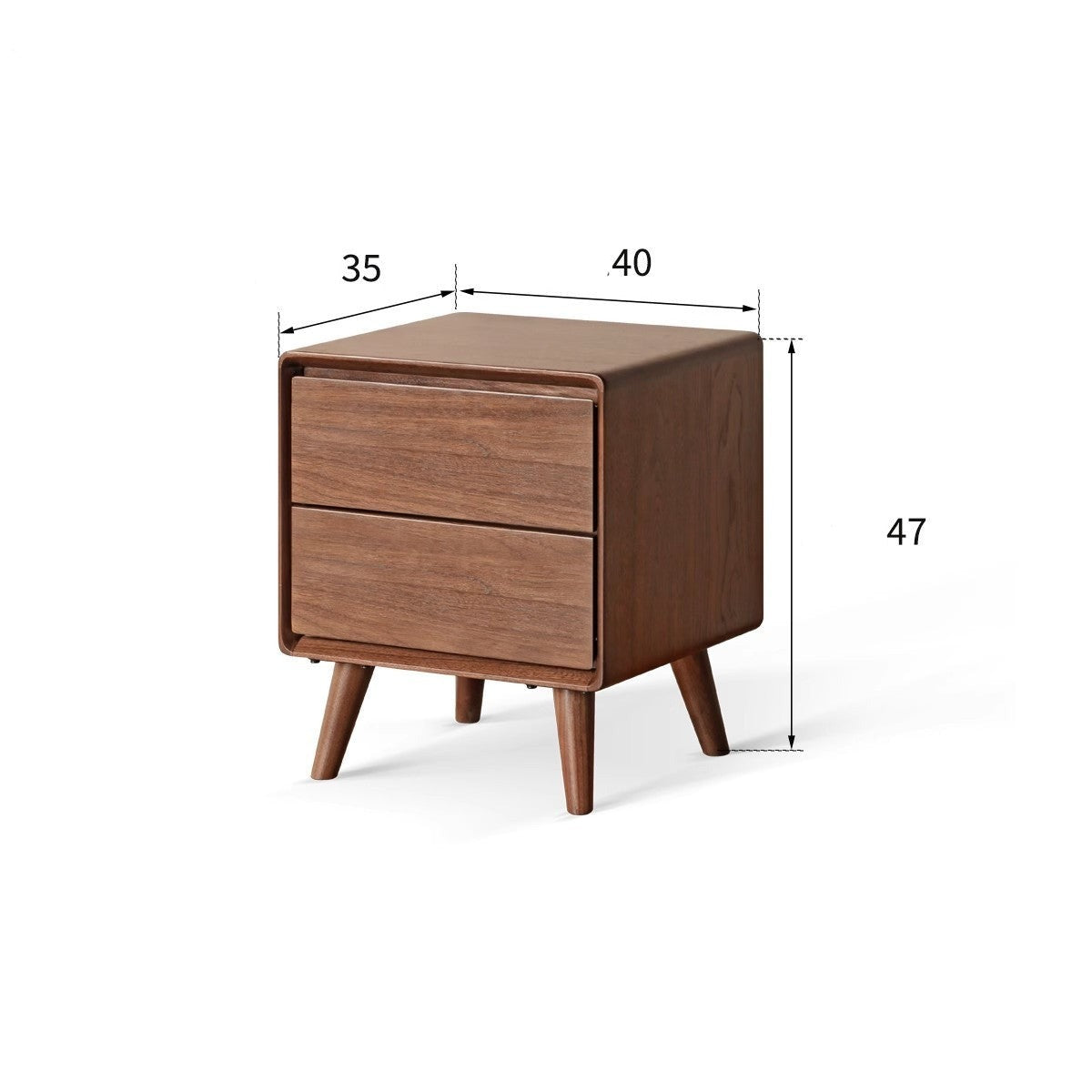 Solid Black Walnut Wood Classic Nightstand - Stylish Bedside Table for Bedroom, Living Room & Guest Room