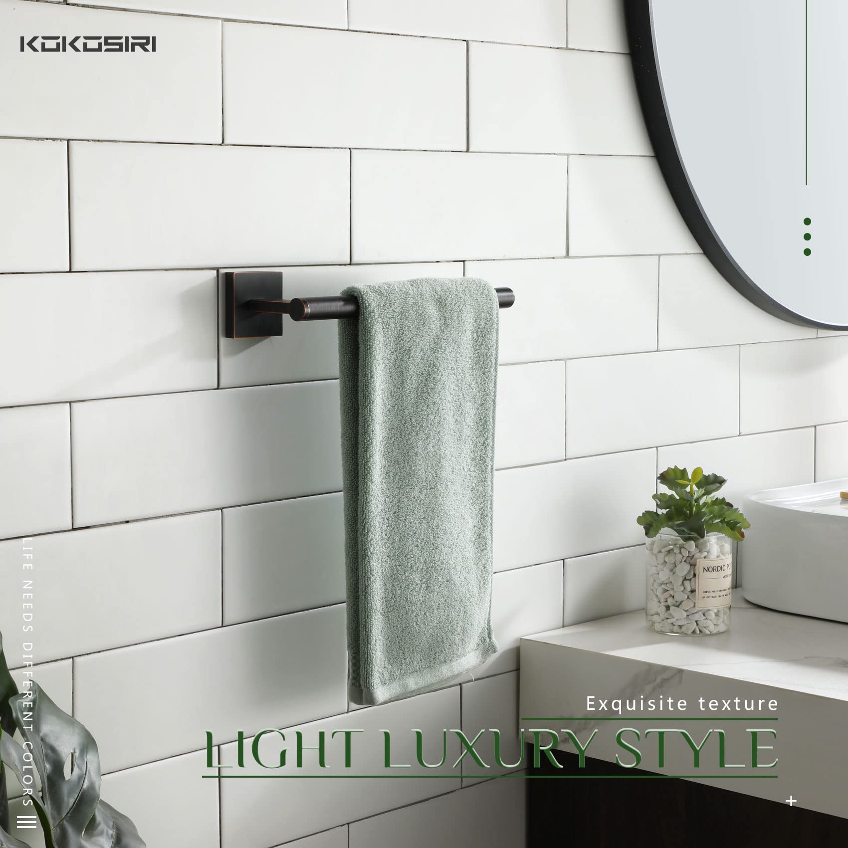 Stainless Steel Wall Mounted Towel Bar & Paper Holder - Oil Rubbed Bronze Bathroom & Kitchen Accessories for Hand Towels, Toilet Paper - Perfect for Modern Bathrooms, Powder Rooms & Kitchens (Model B3008ORB)