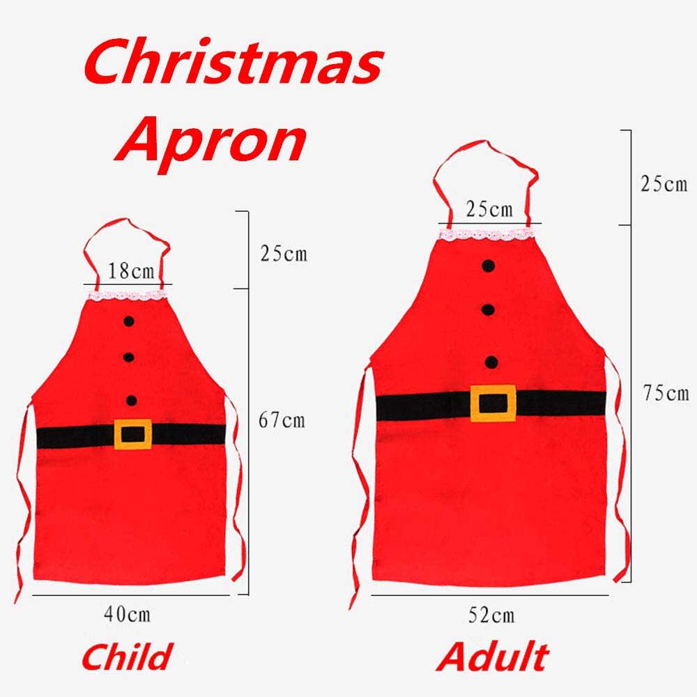 Festive Santa Claus Christmas Apron - Red Holiday Cooking Apron for Family Baking & Christmas Party Fun - Perfect for Holiday Gatherings, Baking Cookies & Festive Celebrations