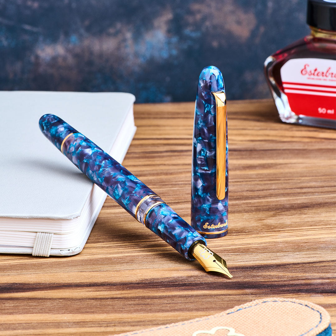 Esterbrook Estie Fountain Pen - Blue Moon Ink Writing Pen for Calligraphy, Journaling & Professional Use - Premium Nib Pen for Smooth Writing Experience