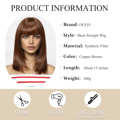 Straight Medium Long Wig With Bangs - Natural Looking Synthetic Hairpiece for Women - Perfect for Cosplay, Daily Wear & Special Occasions