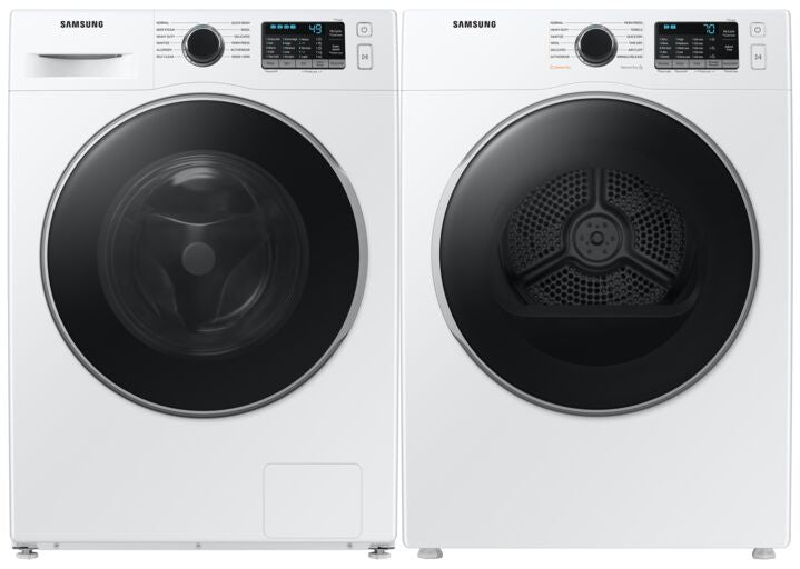 Samsung 2.9 cu.ft White Front Load Washer & 4.0 cu.ft Electric Dryer Set - WW25B6800AW/AC & DV25B6800EW/AC - Perfect for Small Laundry Rooms & Apartments