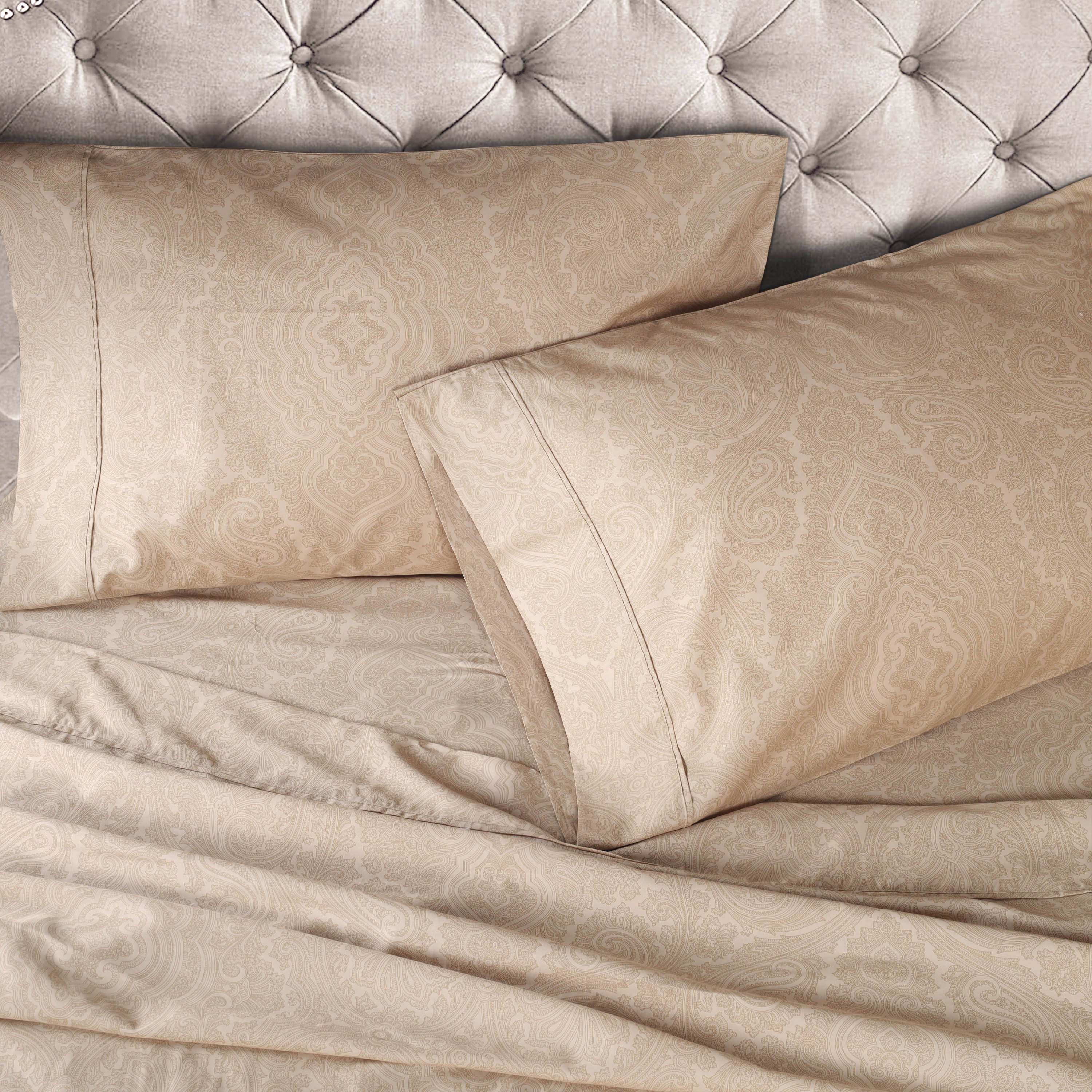 Italian Paisley 600 Thread Count Cotton Blend Deep Pocket Sheet Set - Ultra Soft Bedding for Queen & King Size Beds - Perfect for Luxury Hotels, Guest Rooms & Master Bedrooms