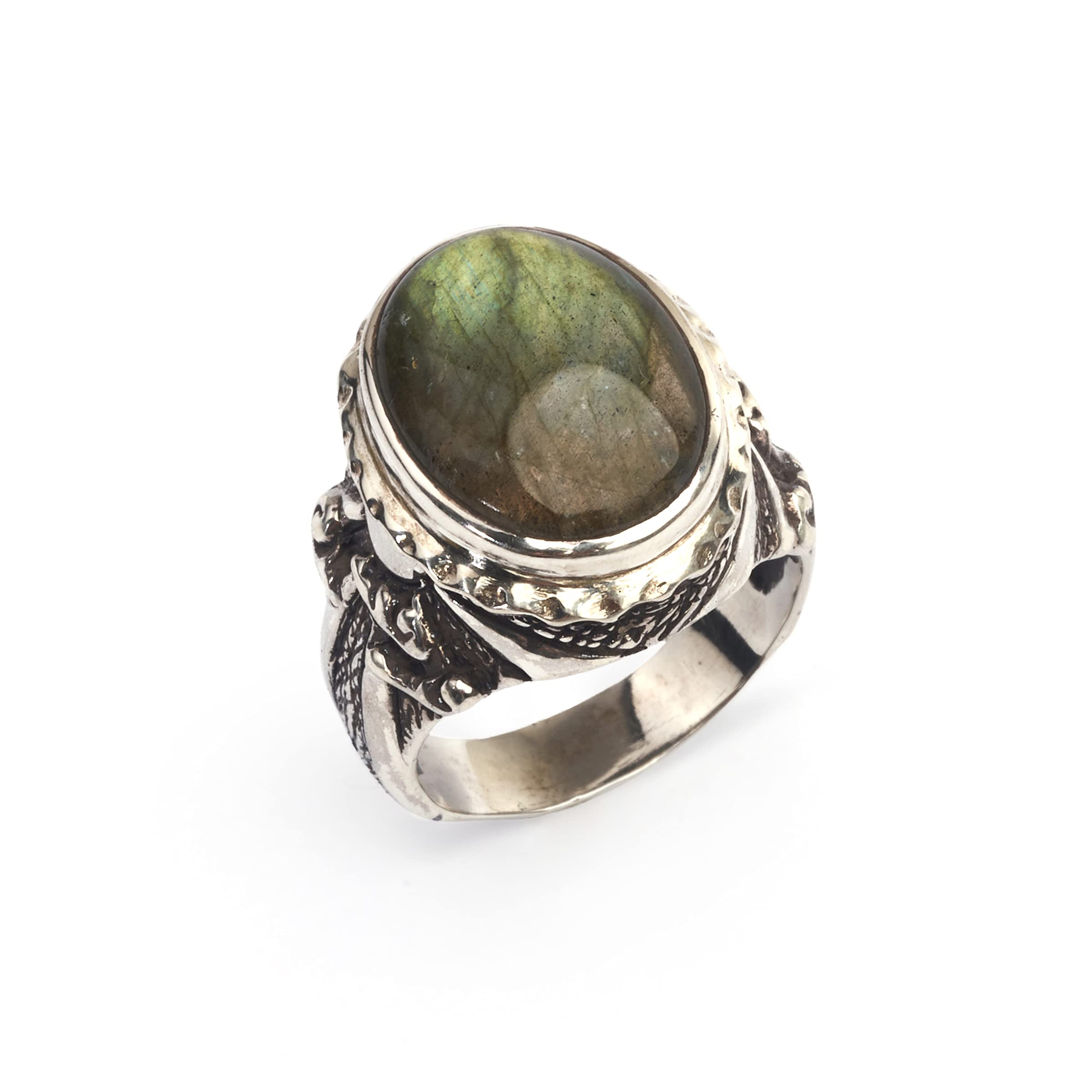 Handmade Labradorite Sterling Silver Ring - Tibetan Inspired Statement Jewelry for Women | Perfect for Boho Fashion, Spiritual Healing & Gift Giving