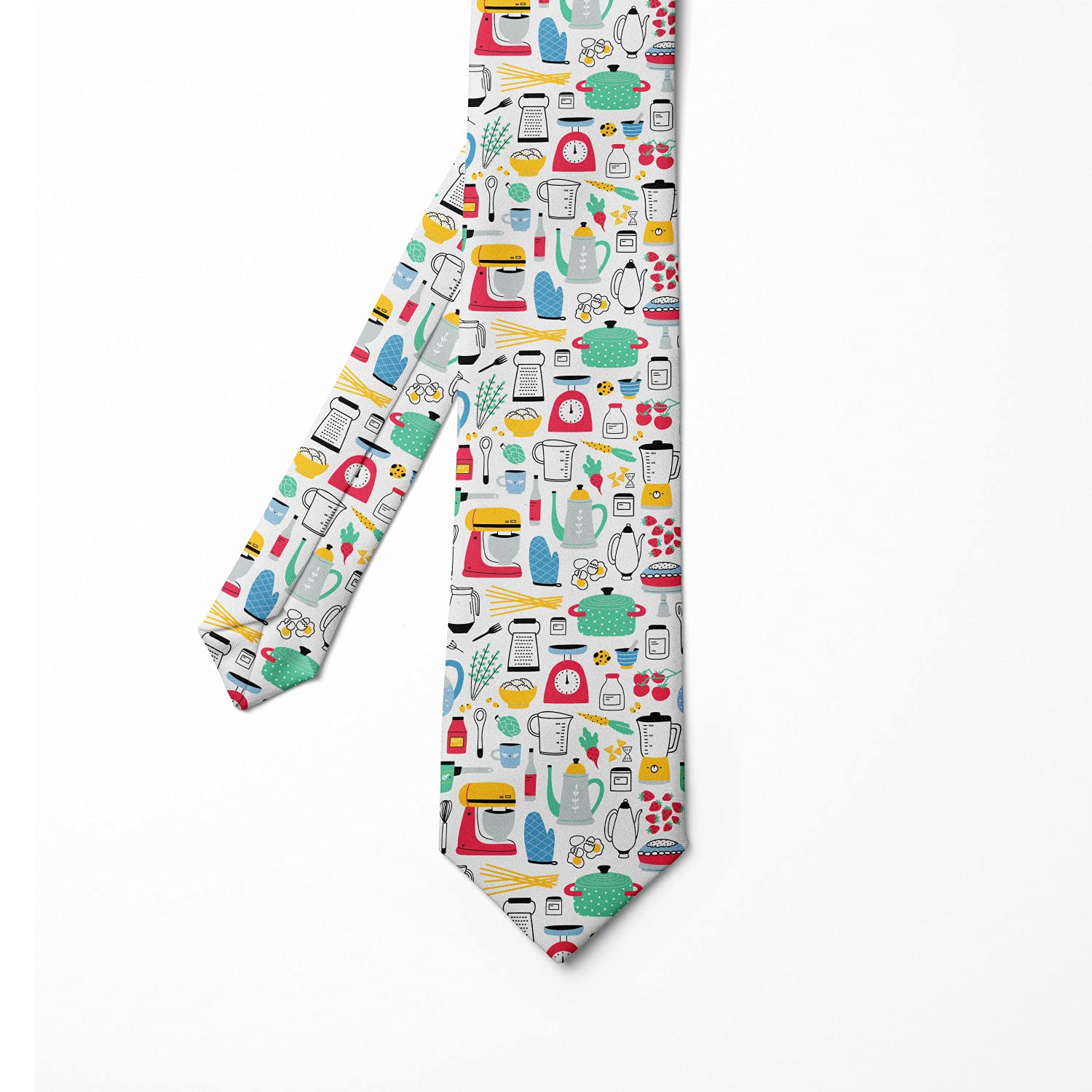 Ambesonne Multicolor Kitchen & Food Themed Necktie - 3.7