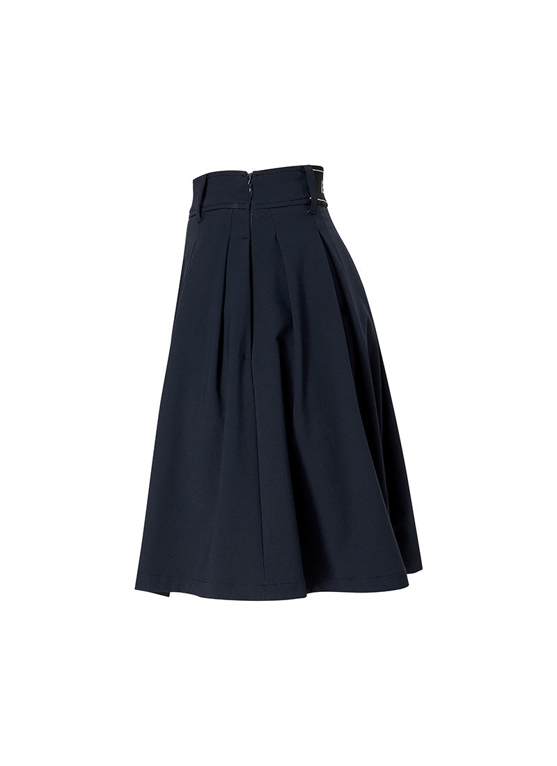 Elegant Pleated Midi Skirt for Women - A-Line Flowy Knee-Length Skirt with Pockets | Perfect for Office, Party & Casual Wear