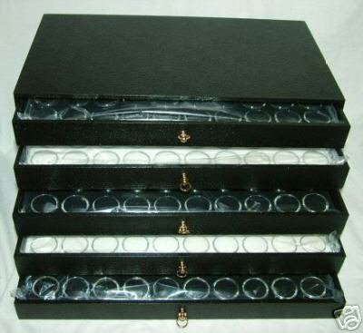 5 Drawer Jewelry Organizer Display Case with 250 Gem Jars - Perfect for Necklace, Ring & Earring Storage - Ideal for Home, Boutique & Craft Room Organization