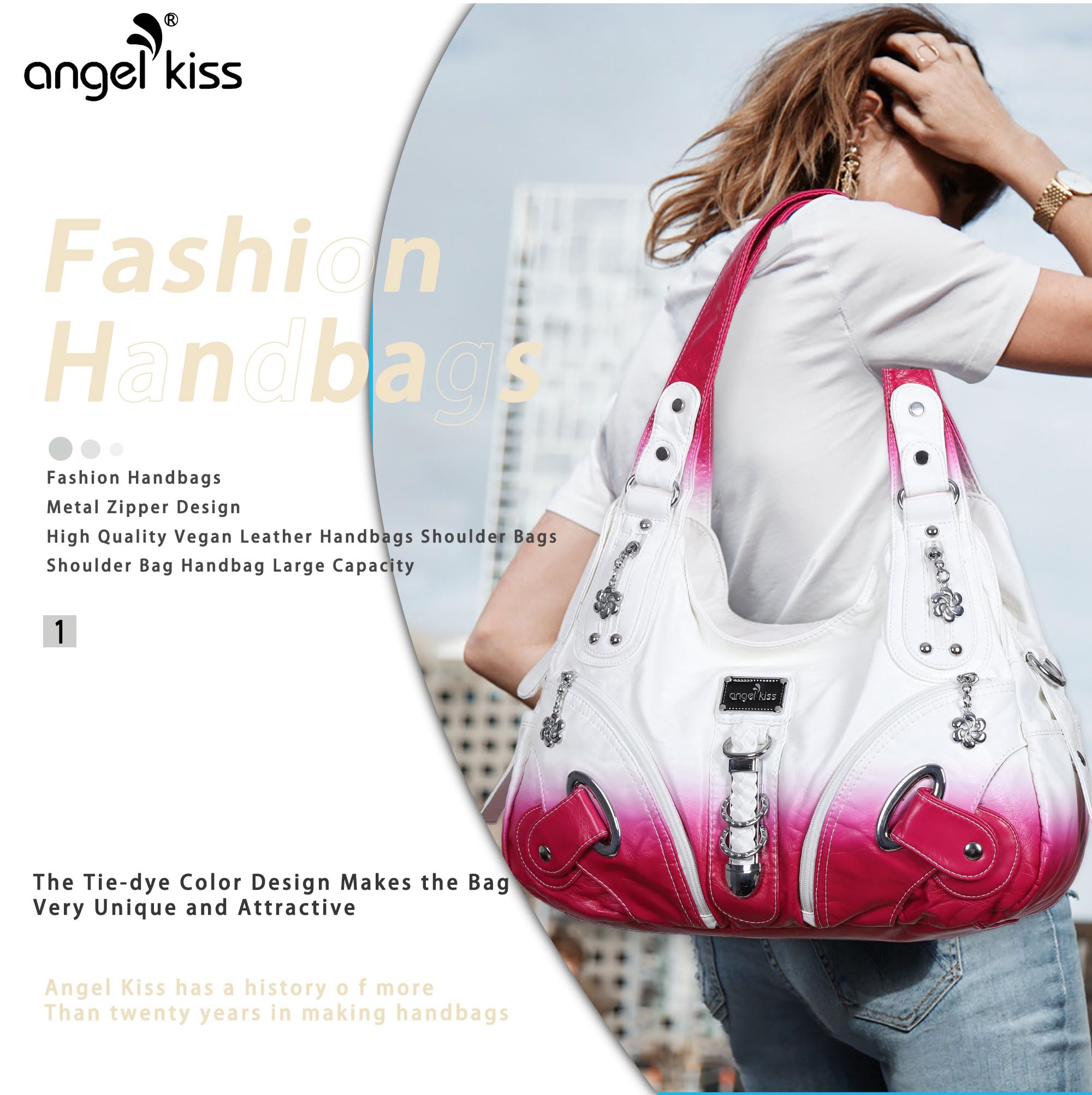 Angelkiss Women's Hobo Shoulder Bag - Large Satchel Purse for Daily Use, Fashionable Handbag for Work, Travel & Shopping (Black)