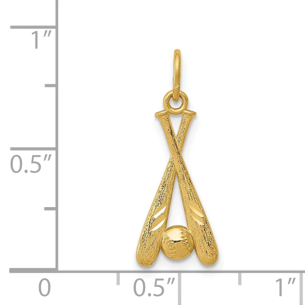 14K Yellow Gold Baseball Bat and Ball Pendant Necklace - Elegant Sports Jewelry for Women & Men - Perfect Gift for Baseball Fans, Players, and Coaches - Great for Games, Birthdays, and Special Occasions