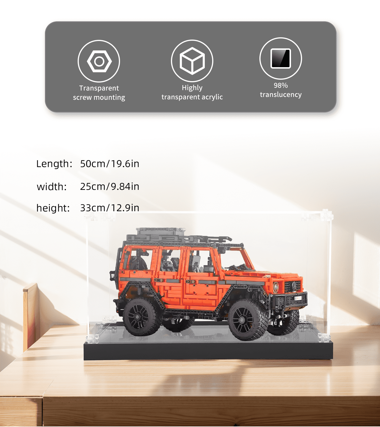 LEGO Mercedes Benz G 500 Professional 42177 Display Case - Protective Showcase for Collectible LEGO Car Models | Perfect for Home Decor, Office Display & Gift Giving